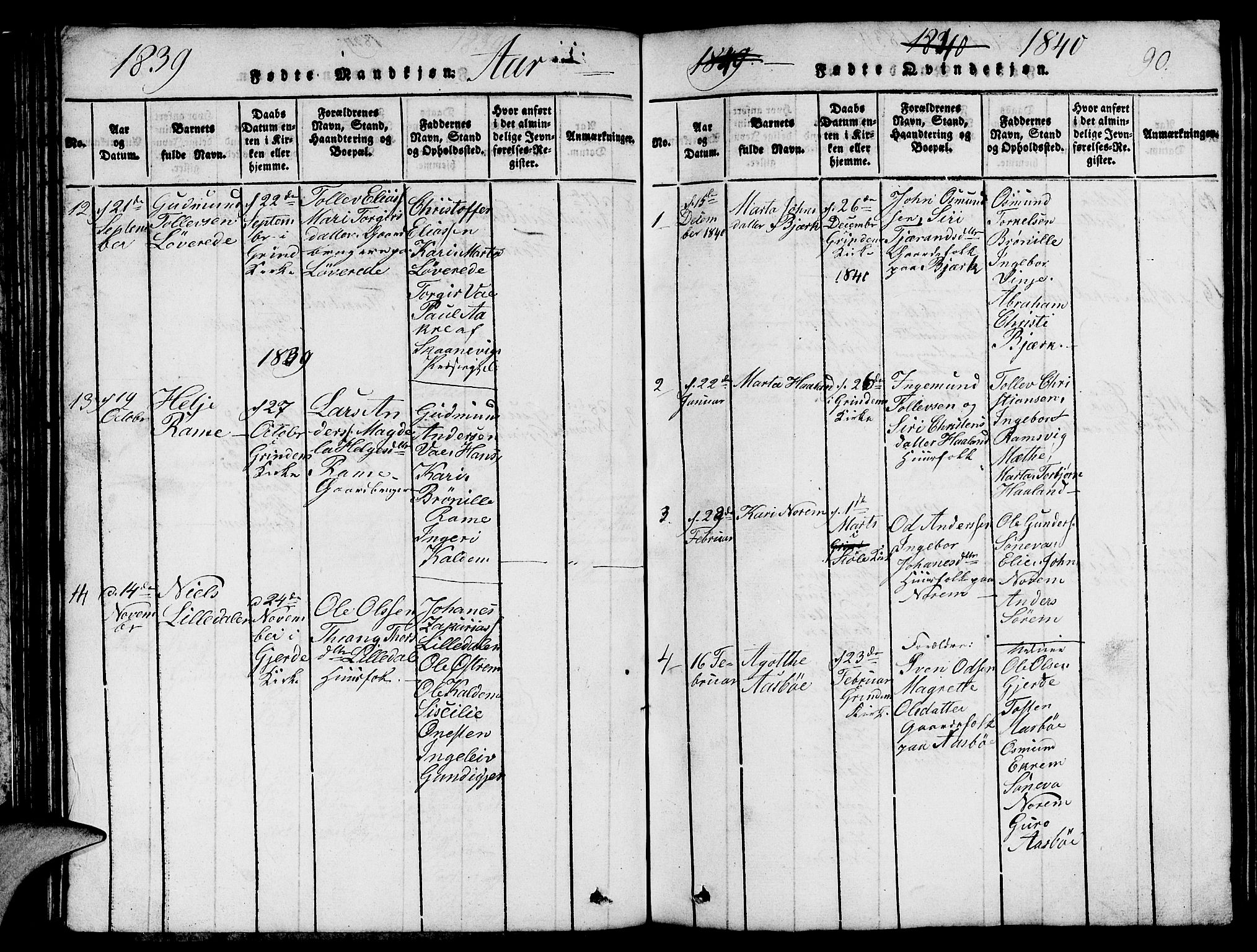 Etne sokneprestembete, SAB/A-75001/H/Hab: Parish register (copy) no. C 1, 1816-1841, p. 90