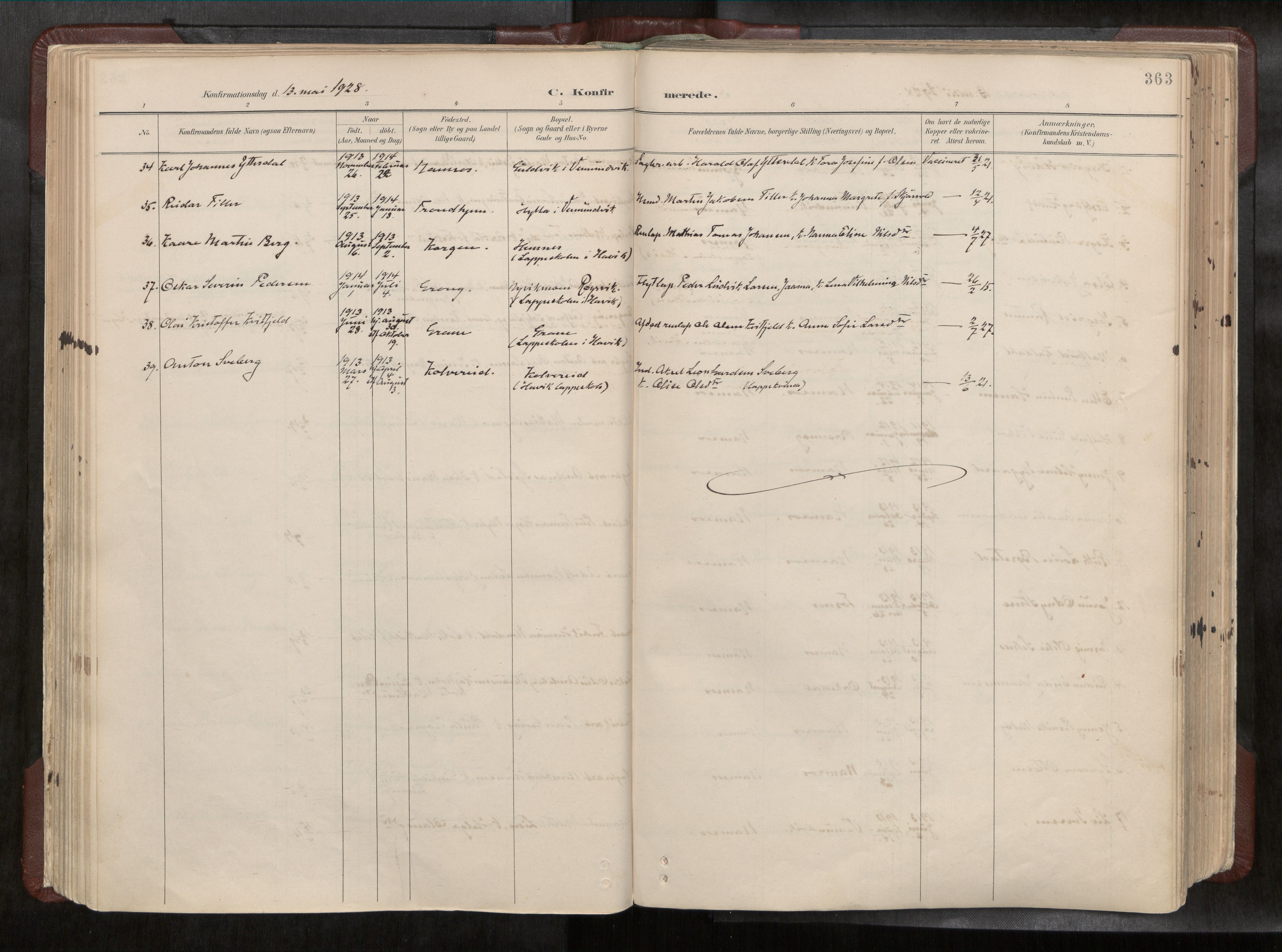 Ministerialprotokoller, klokkerbøker og fødselsregistre - Nord-Trøndelag, AV/SAT-A-1458/768/L0579a: Parish register (official) no. 768A14, 1887-1931, p. 363