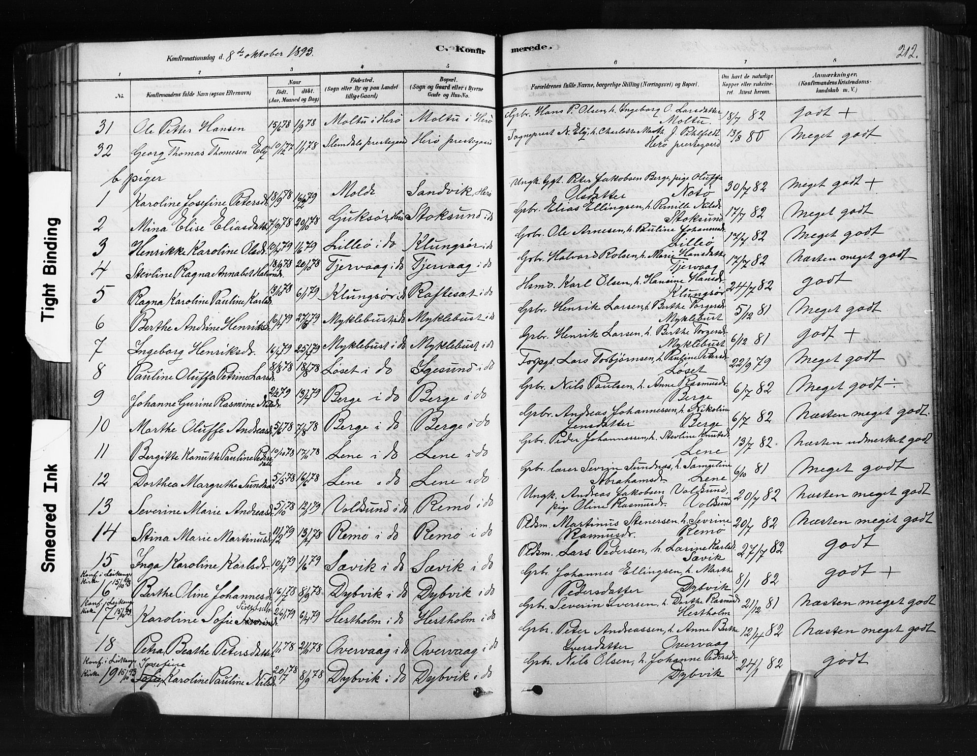 Ministerialprotokoller, klokkerbøker og fødselsregistre - Møre og Romsdal, AV/SAT-A-1454/507/L0073: Parish register (official) no. 507A08, 1878-1904, p. 212