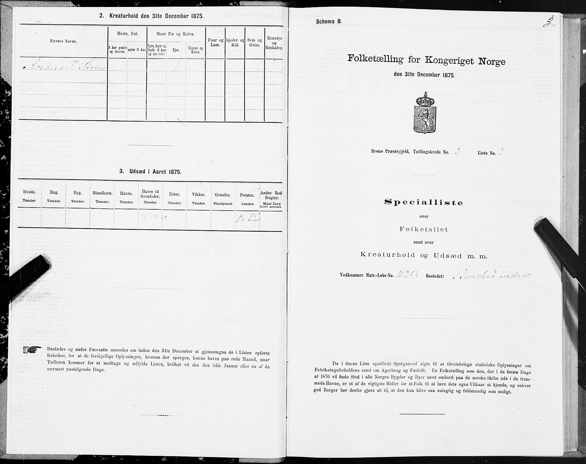 SAT, 1875 census for 1814P Brønnøy, 1875, p. 2003