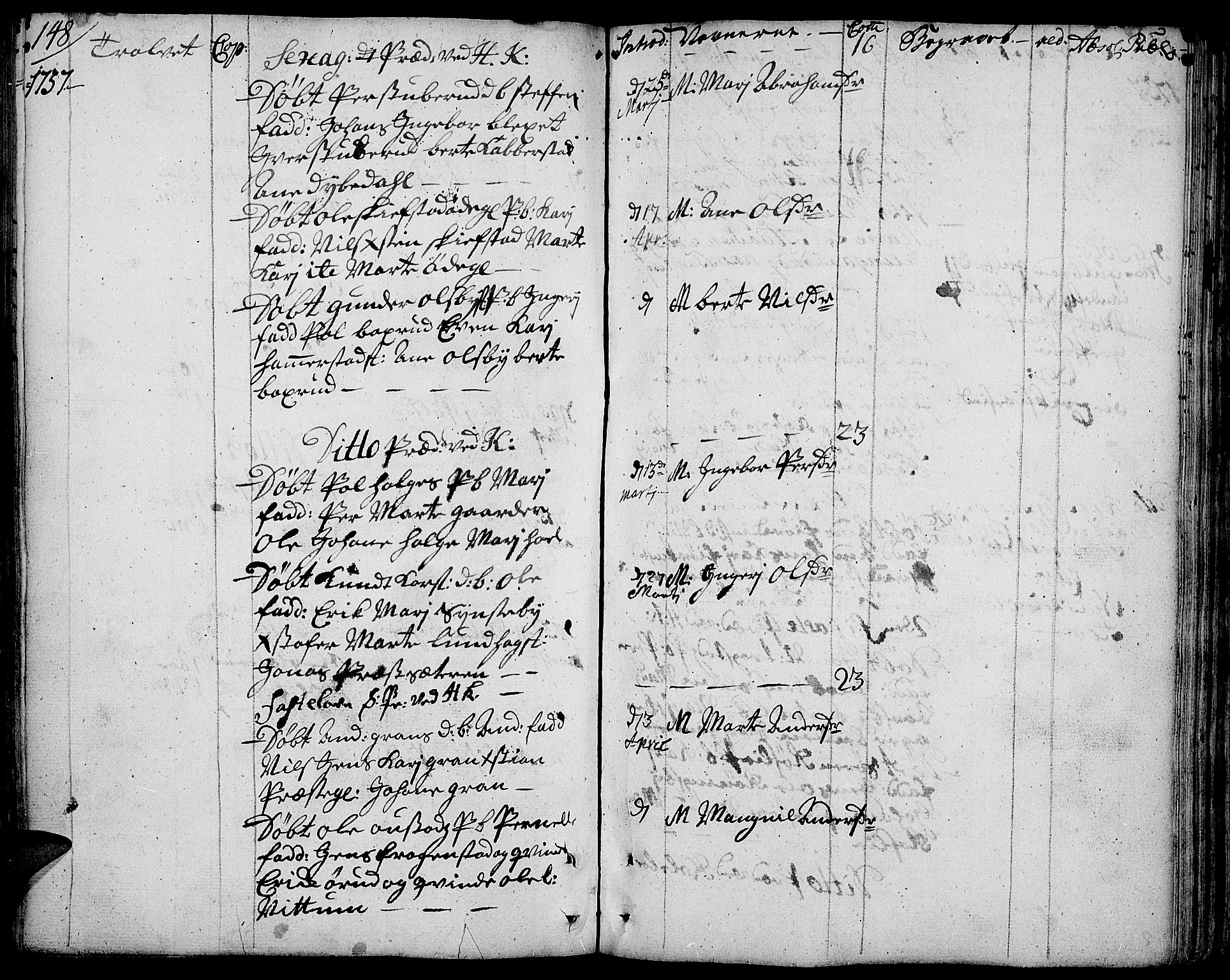Toten prestekontor, SAH/PREST-102/H/Ha/Haa/L0004: Parish register (official) no. 4, 1751-1761, p. 148