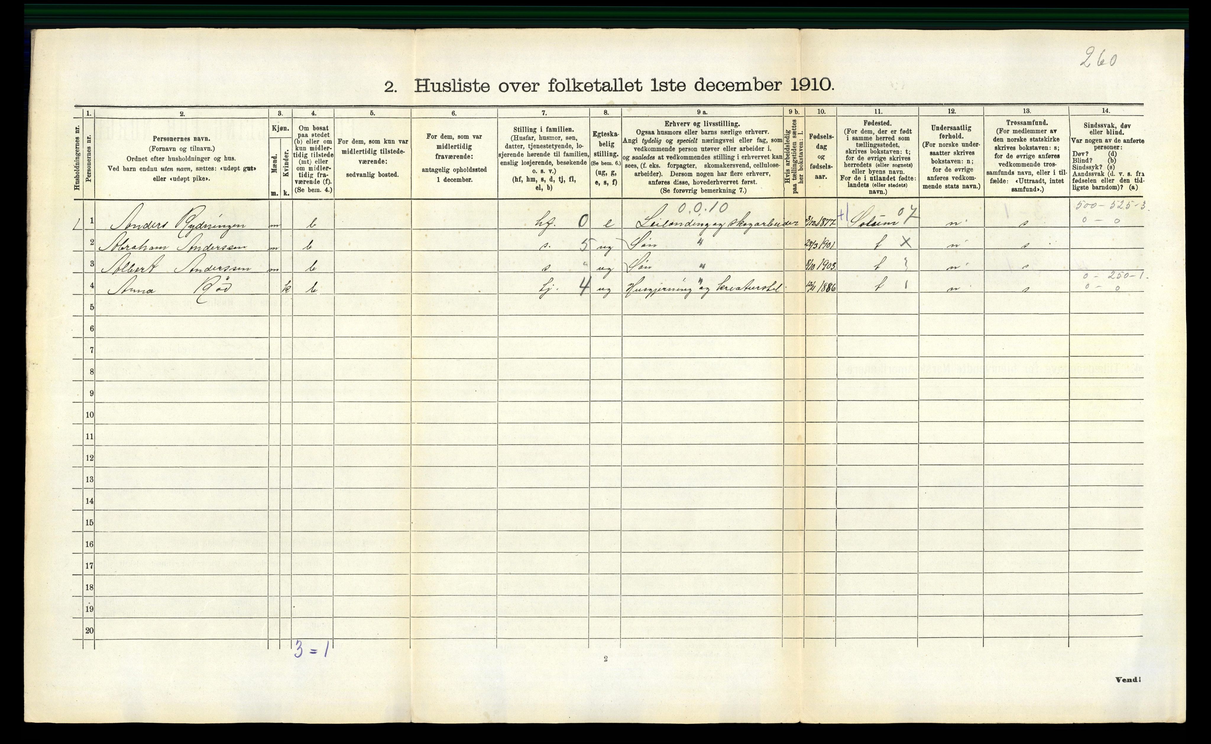 RA, 1910 census for Slemdal, 1910, p. 104