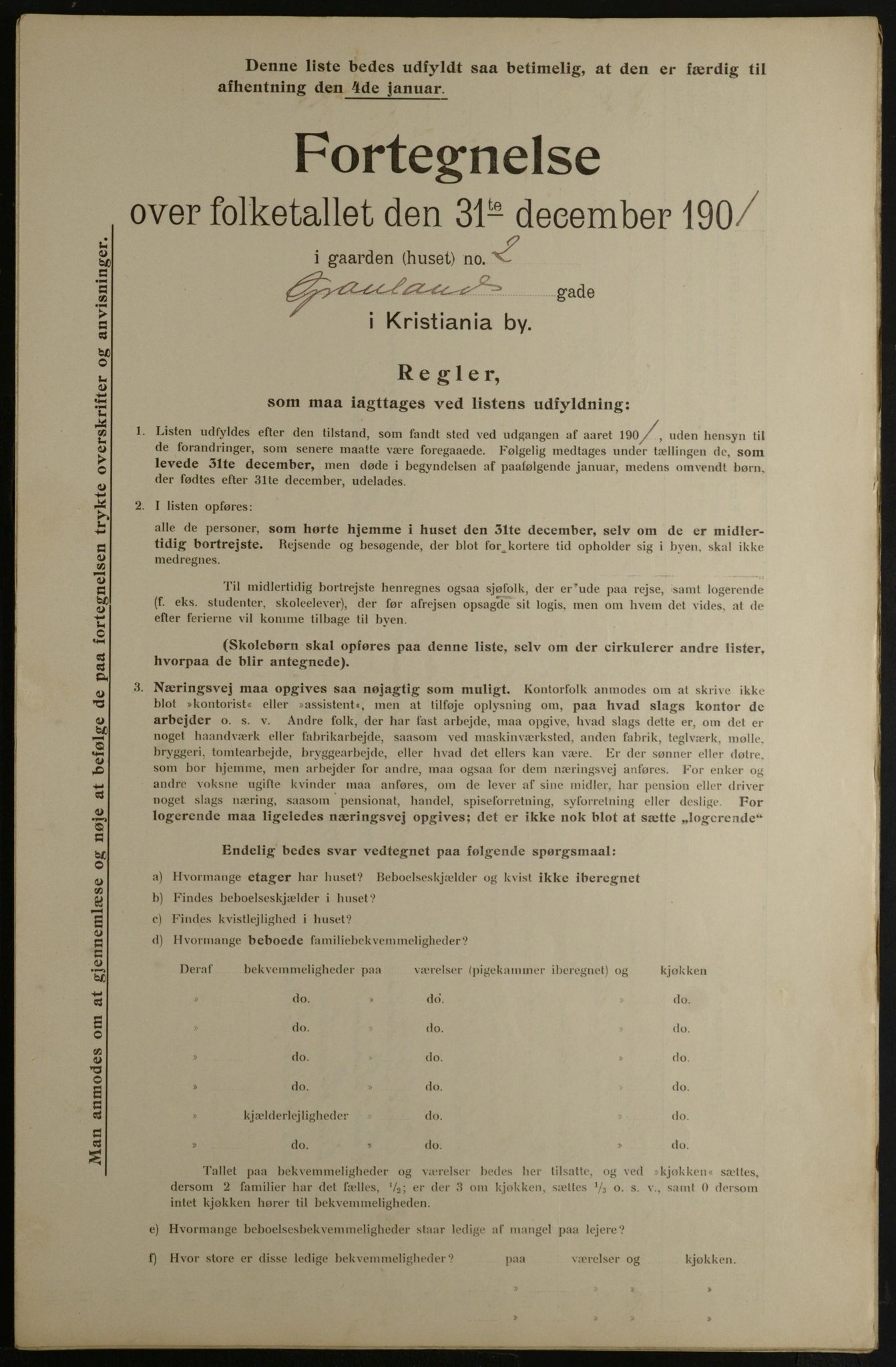 OBA, Municipal Census 1901 for Kristiania, 1901, p. 5043