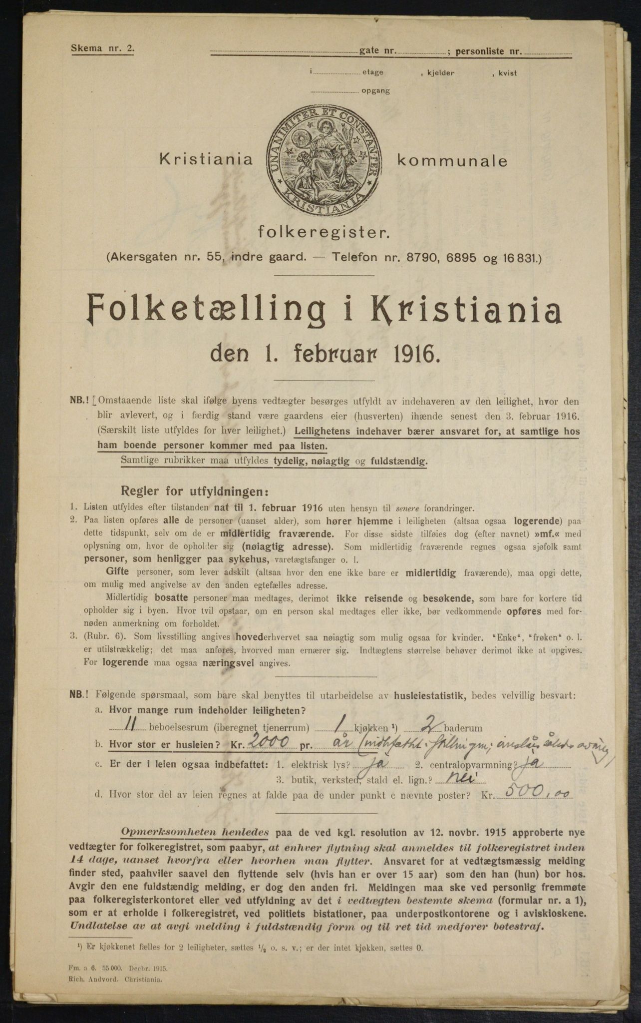 OBA, Municipal Census 1916 for Kristiania, 1916, p. 27409