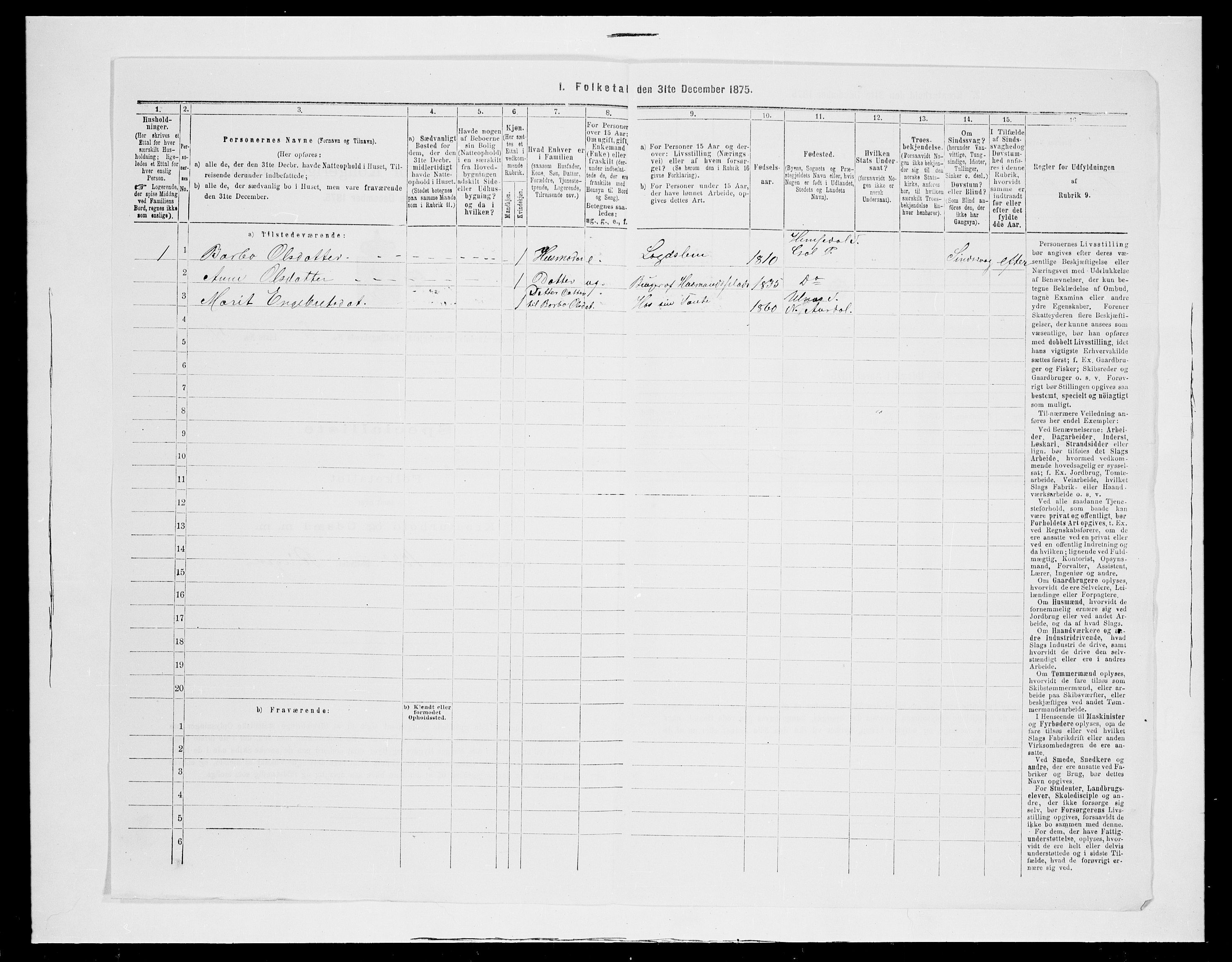 SAH, 1875 census for 0542P Nord-Aurdal, 1875, p. 739