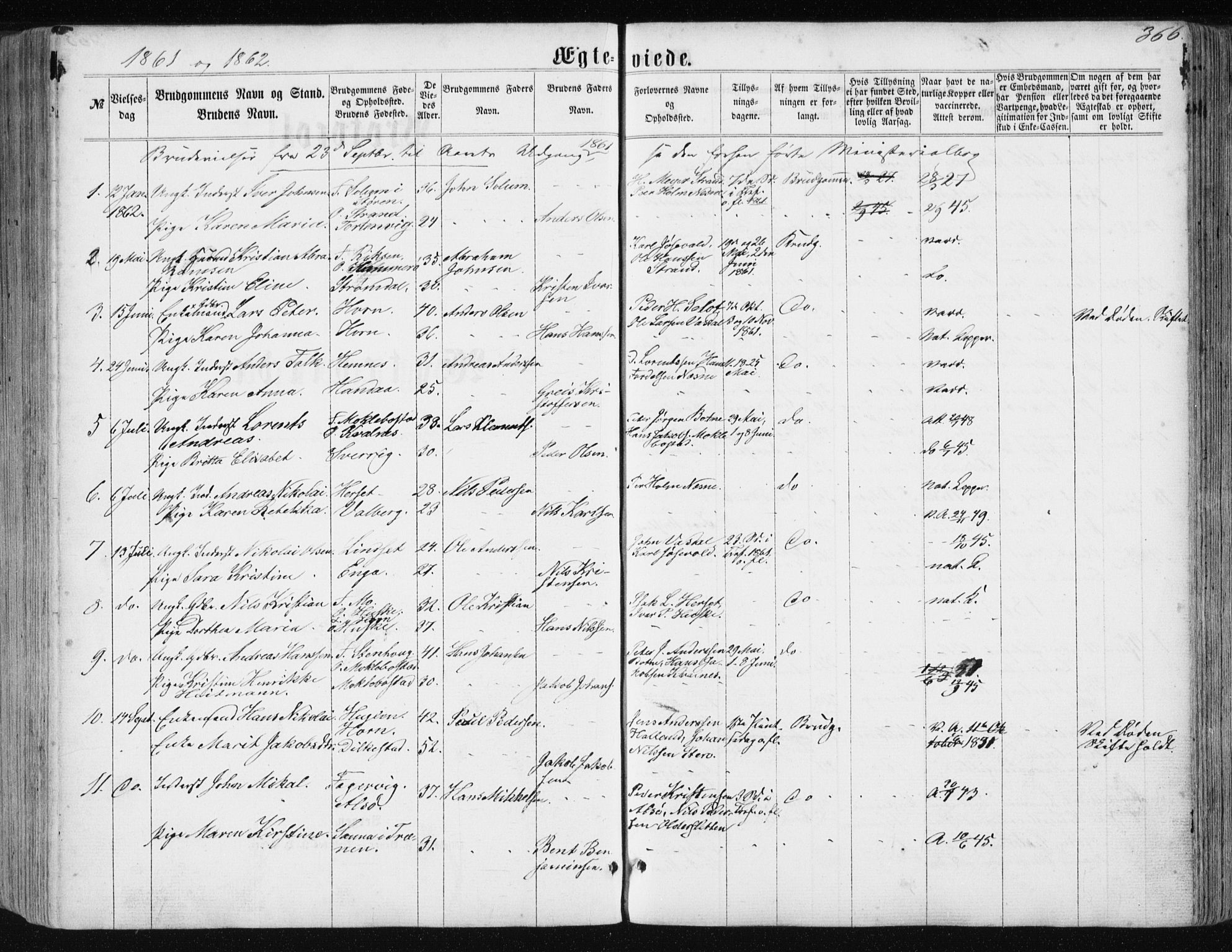 Ministerialprotokoller, klokkerbøker og fødselsregistre - Nordland, AV/SAT-A-1459/838/L0556: Parish register (copy) no. 838C03, 1861-1893, p. 366