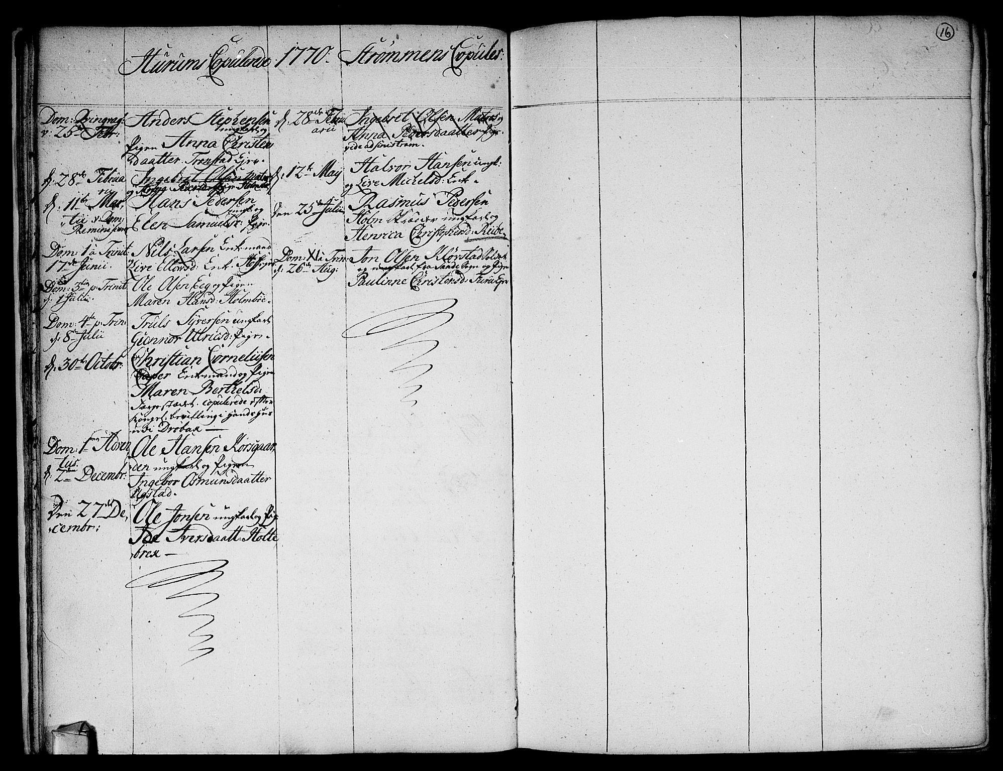 Hurum kirkebøker, SAKO/A-229/F/Fa/L0006: Parish register (official) no. 6, 1756-1770, p. 16