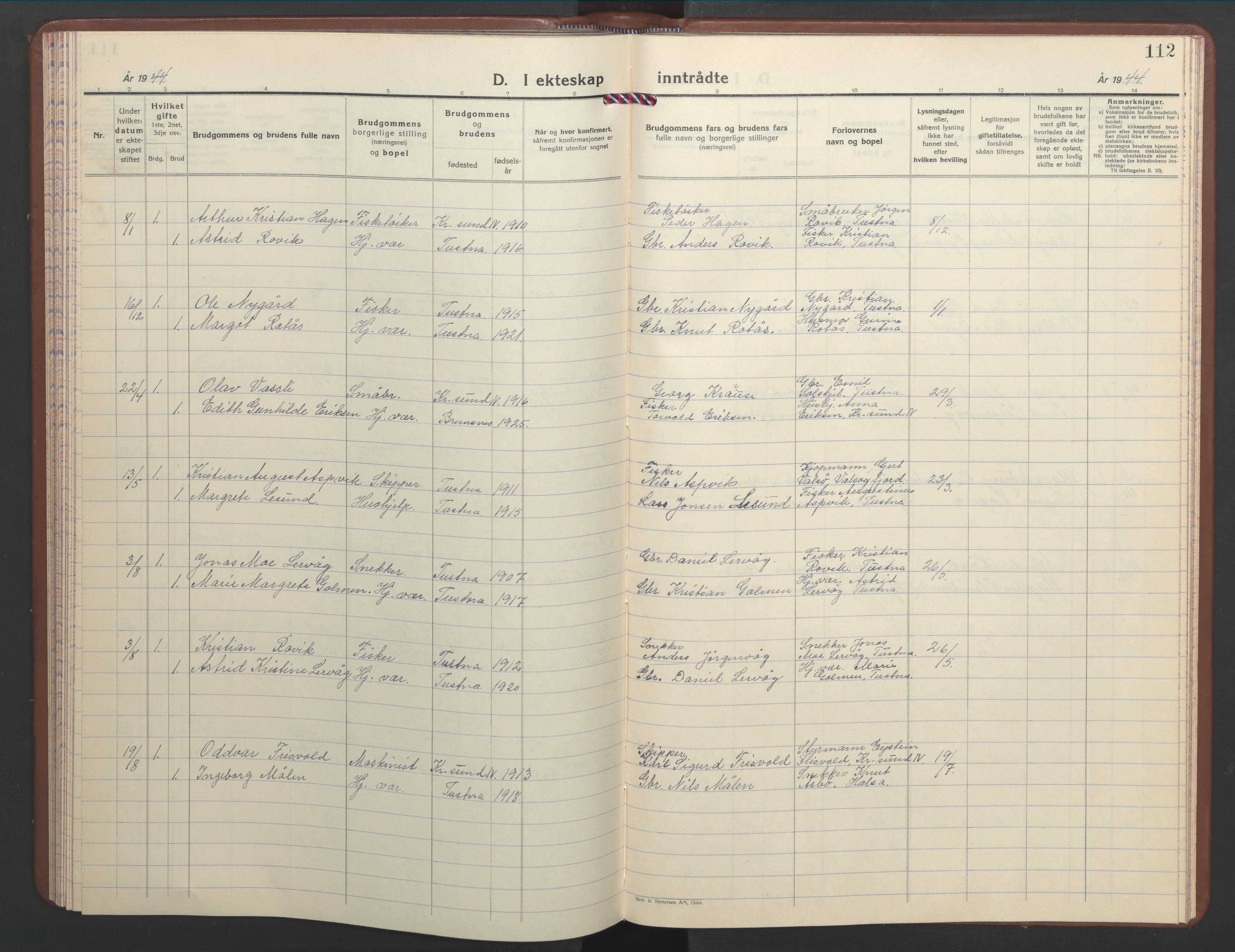 Ministerialprotokoller, klokkerbøker og fødselsregistre - Møre og Romsdal, AV/SAT-A-1454/577/L0898: Parish register (copy) no. 577C02, 1939-1948, p. 112