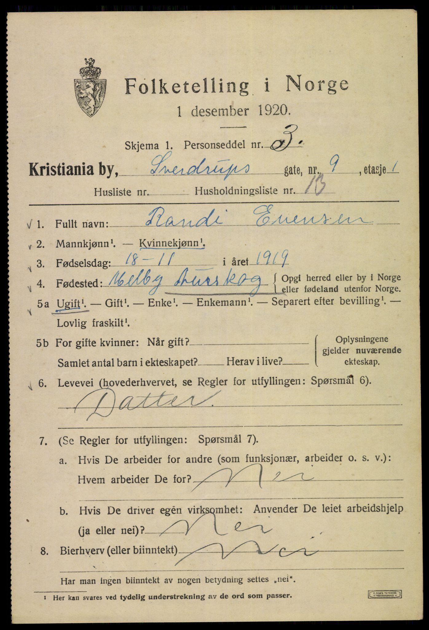 SAO, 1920 census for Kristiania, 1920, p. 556893