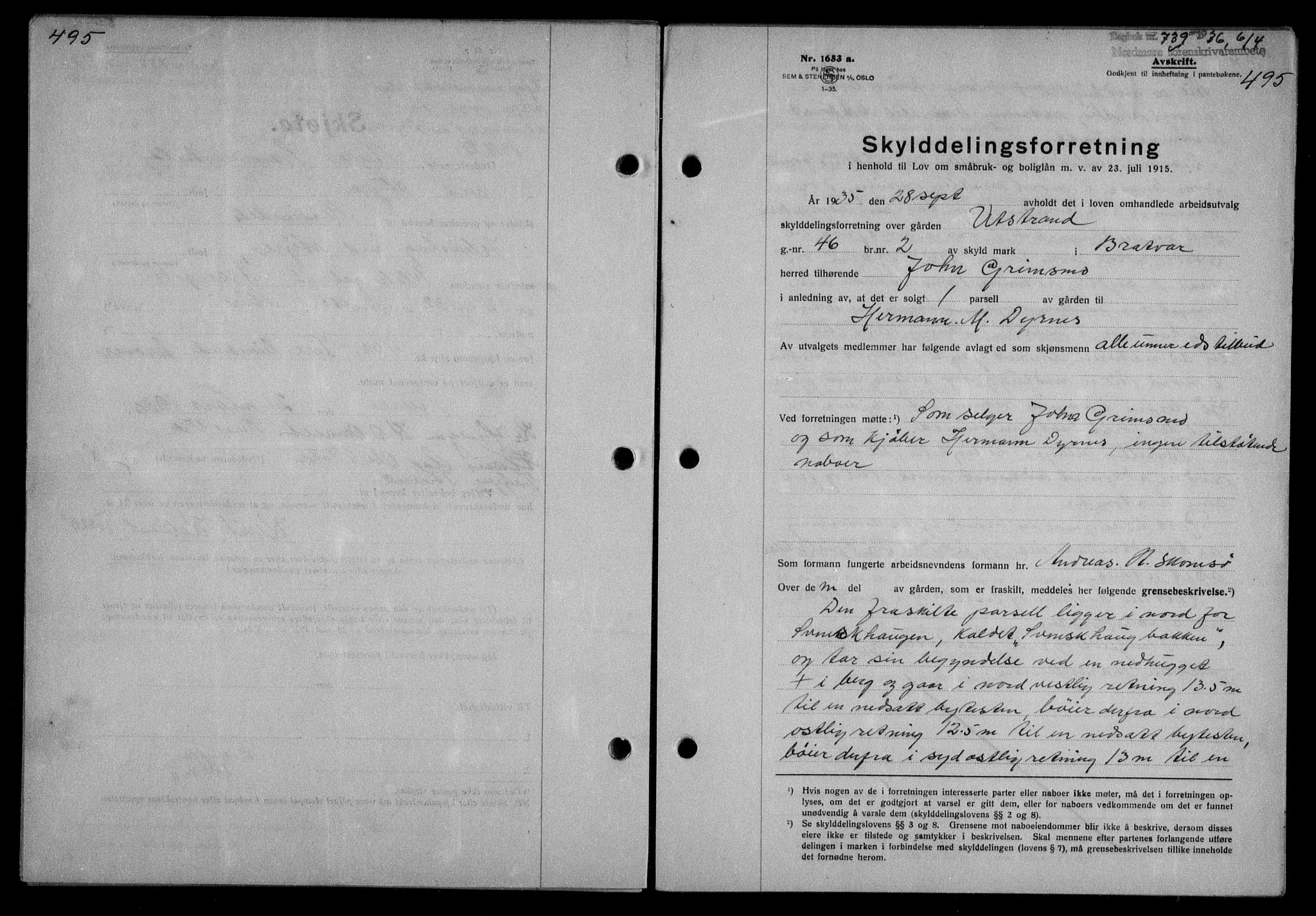 Nordmøre sorenskriveri, AV/SAT-A-4132/1/2/2Ca/L0087: Mortgage book no. 77, 1935-1936, Deed date: 06.04.1936