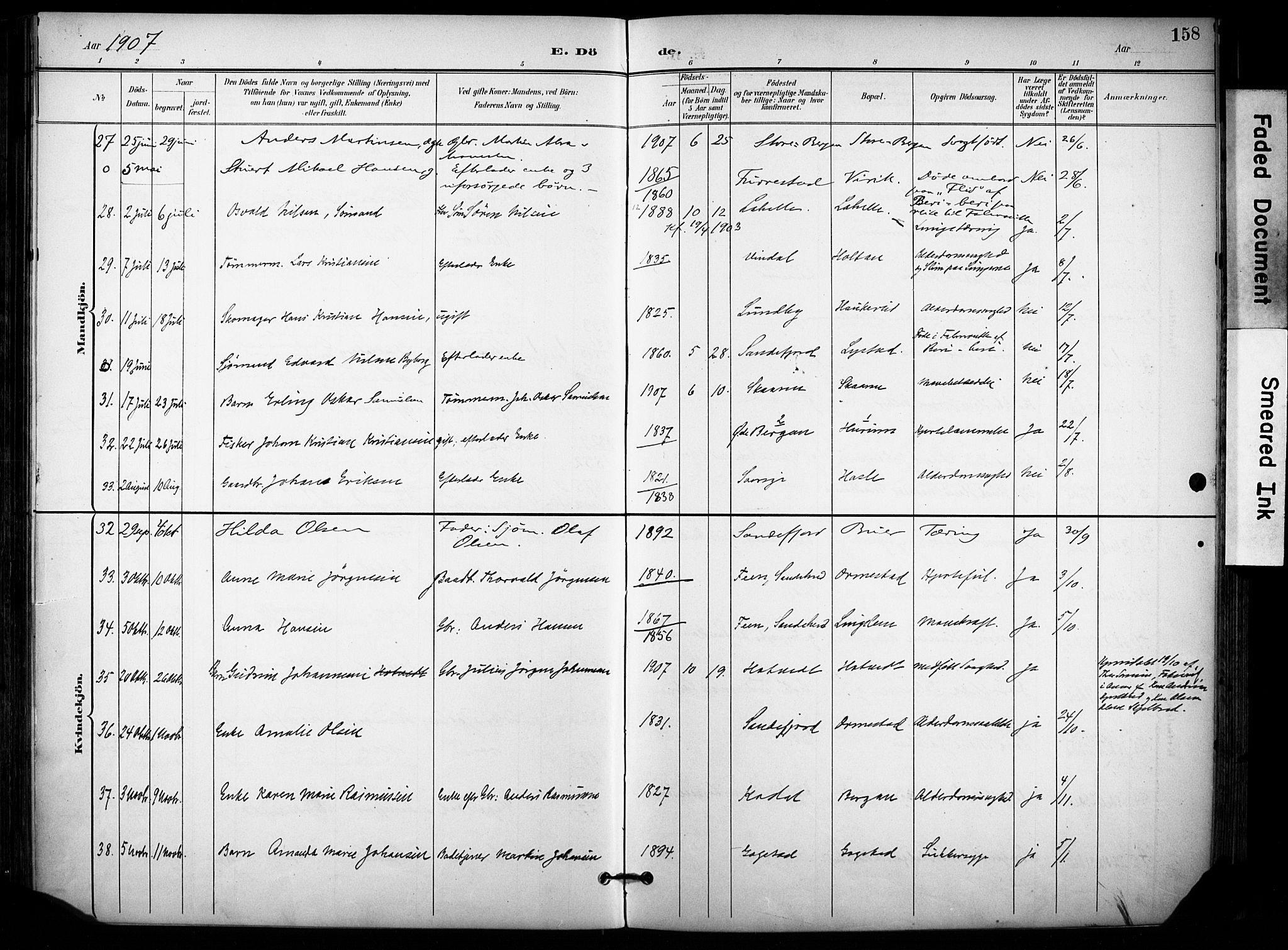 Sandar kirkebøker, AV/SAKO-A-243/F/Fa/L0015: Parish register (official) no. 15, 1896-1907, p. 158