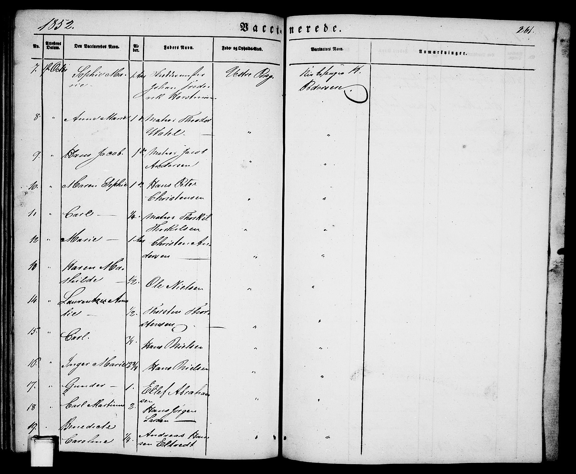 Porsgrunn kirkebøker , SAKO/A-104/G/Ga/L0002: Parish register (copy) no. I 2, 1847-1877, p. 261