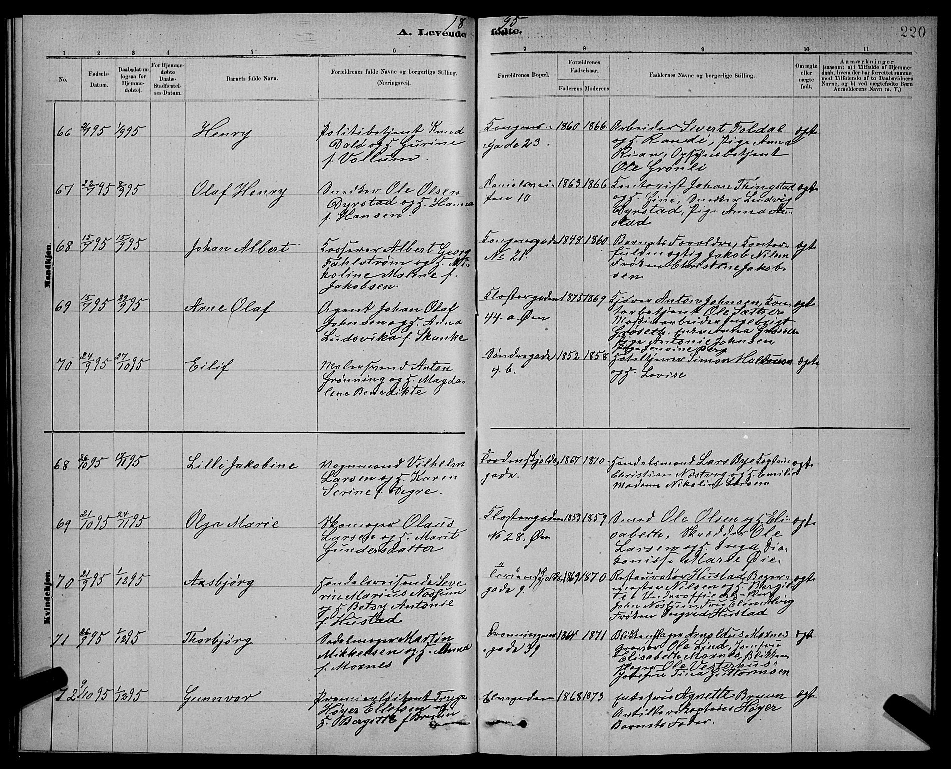 Ministerialprotokoller, klokkerbøker og fødselsregistre - Sør-Trøndelag, AV/SAT-A-1456/601/L0092: Parish register (copy) no. 601C10, 1884-1897, p. 220