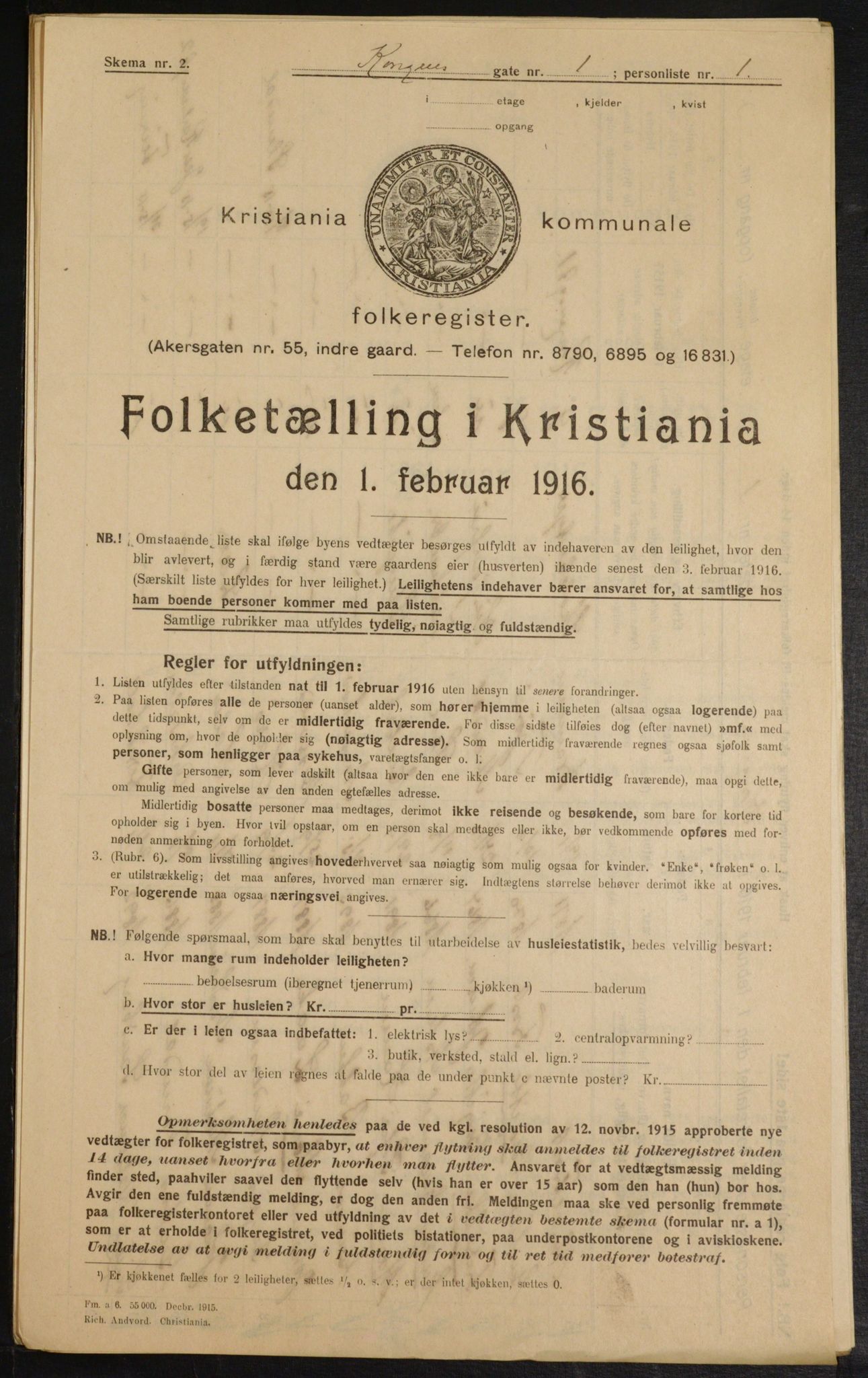 OBA, Municipal Census 1916 for Kristiania, 1916, p. 53568