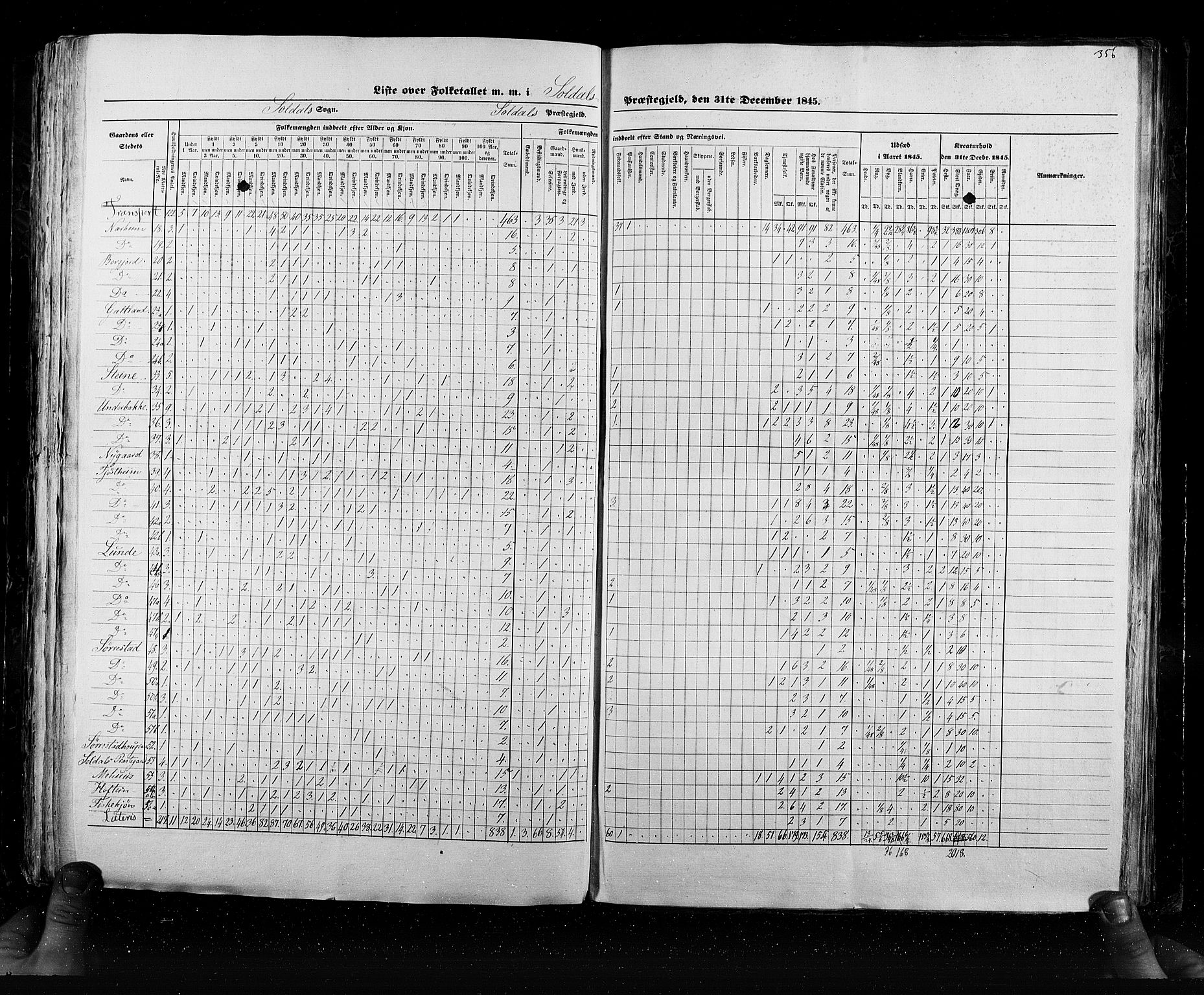 RA, Census 1845, vol. 6: Lister og Mandal amt og Stavanger amt, 1845, p. 356