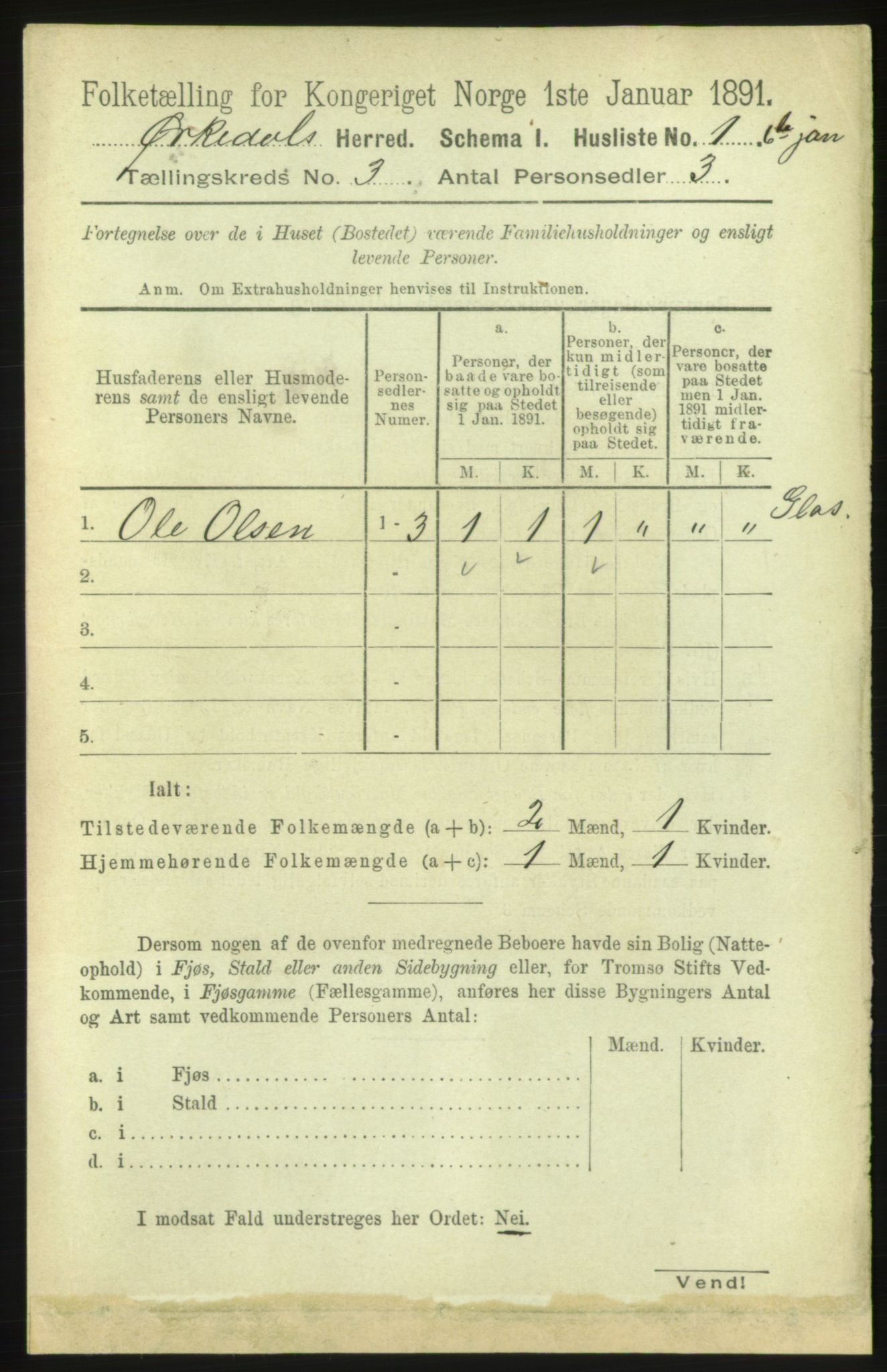 RA, 1891 census for 1638 Orkdal, 1891, p. 1418