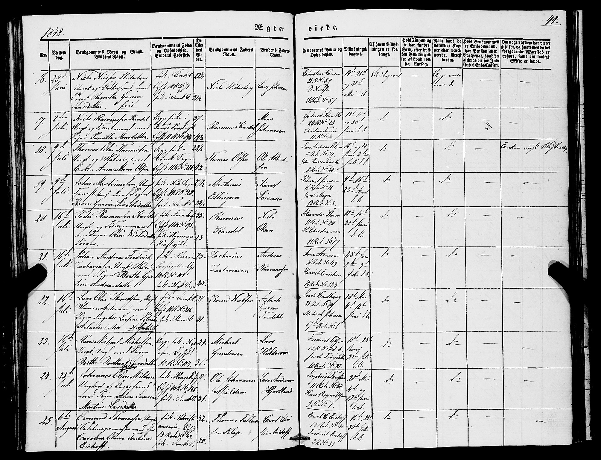 Domkirken sokneprestembete, AV/SAB-A-74801/H/Haa/L0033: Parish register (official) no. D 1, 1841-1853, p. 44