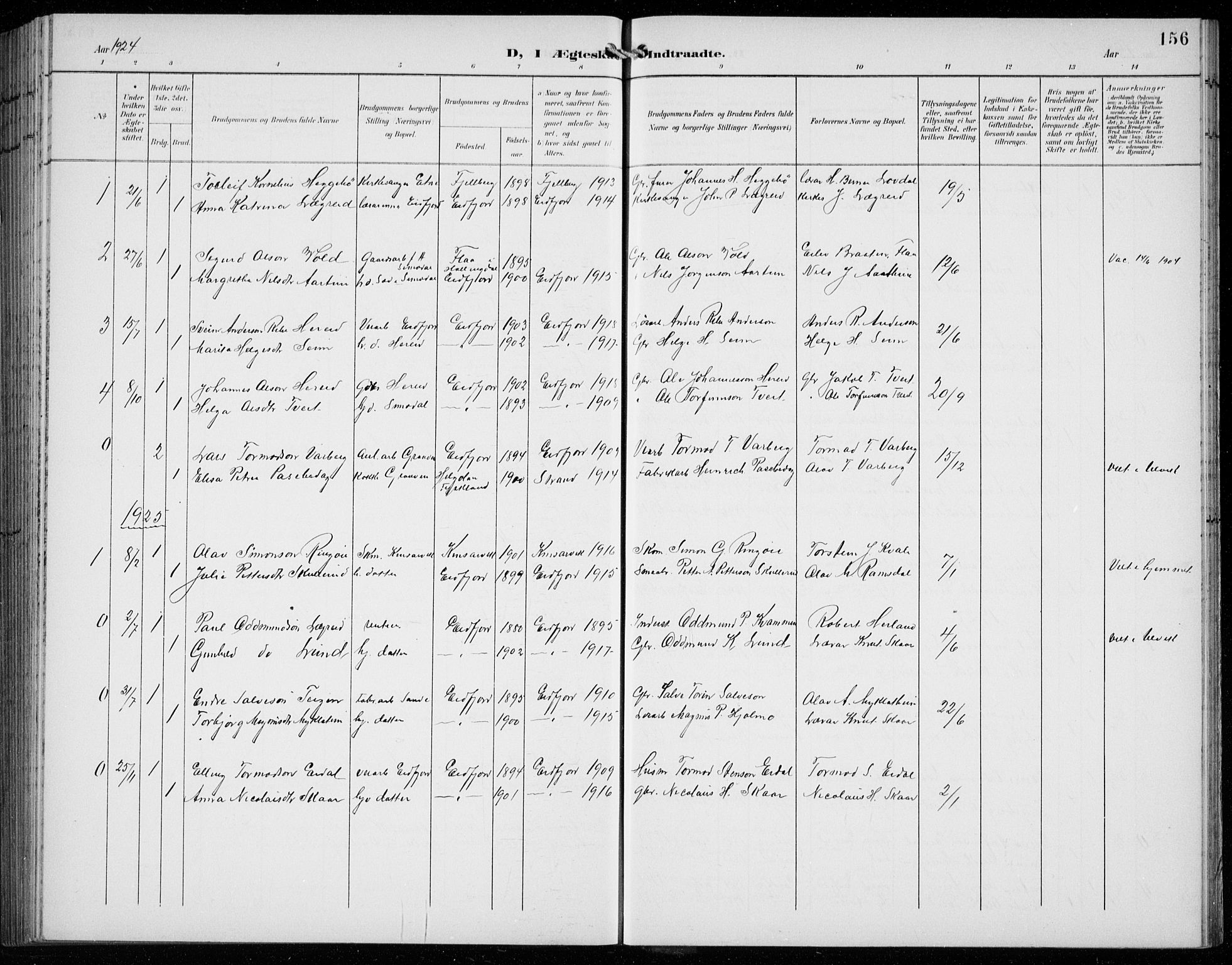 Ullensvang sokneprestembete, SAB/A-78701/H/Hab: Parish register (copy) no. C  3, 1899-1932, p. 156