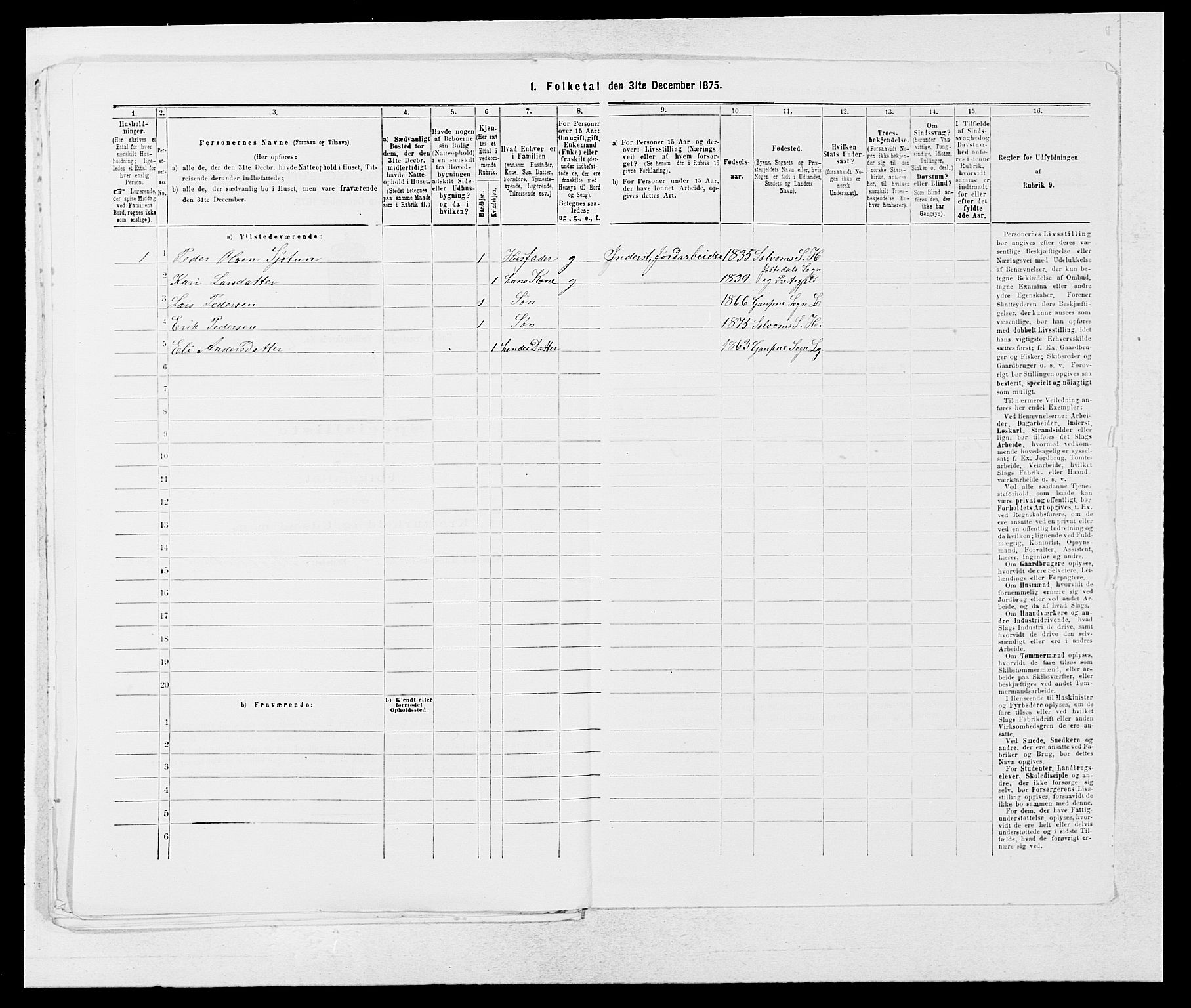 SAB, 1875 census for 1425P Hafslo, 1875, p. 555