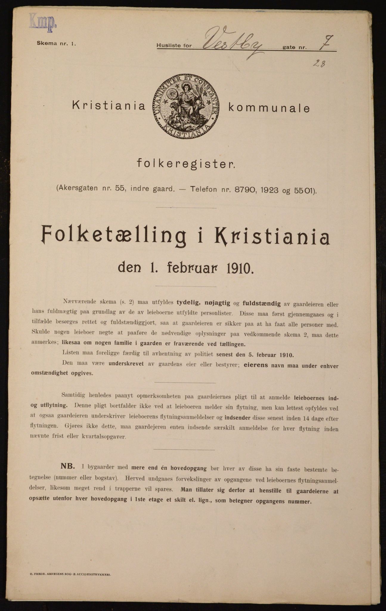 OBA, Municipal Census 1910 for Kristiania, 1910, p. 115948