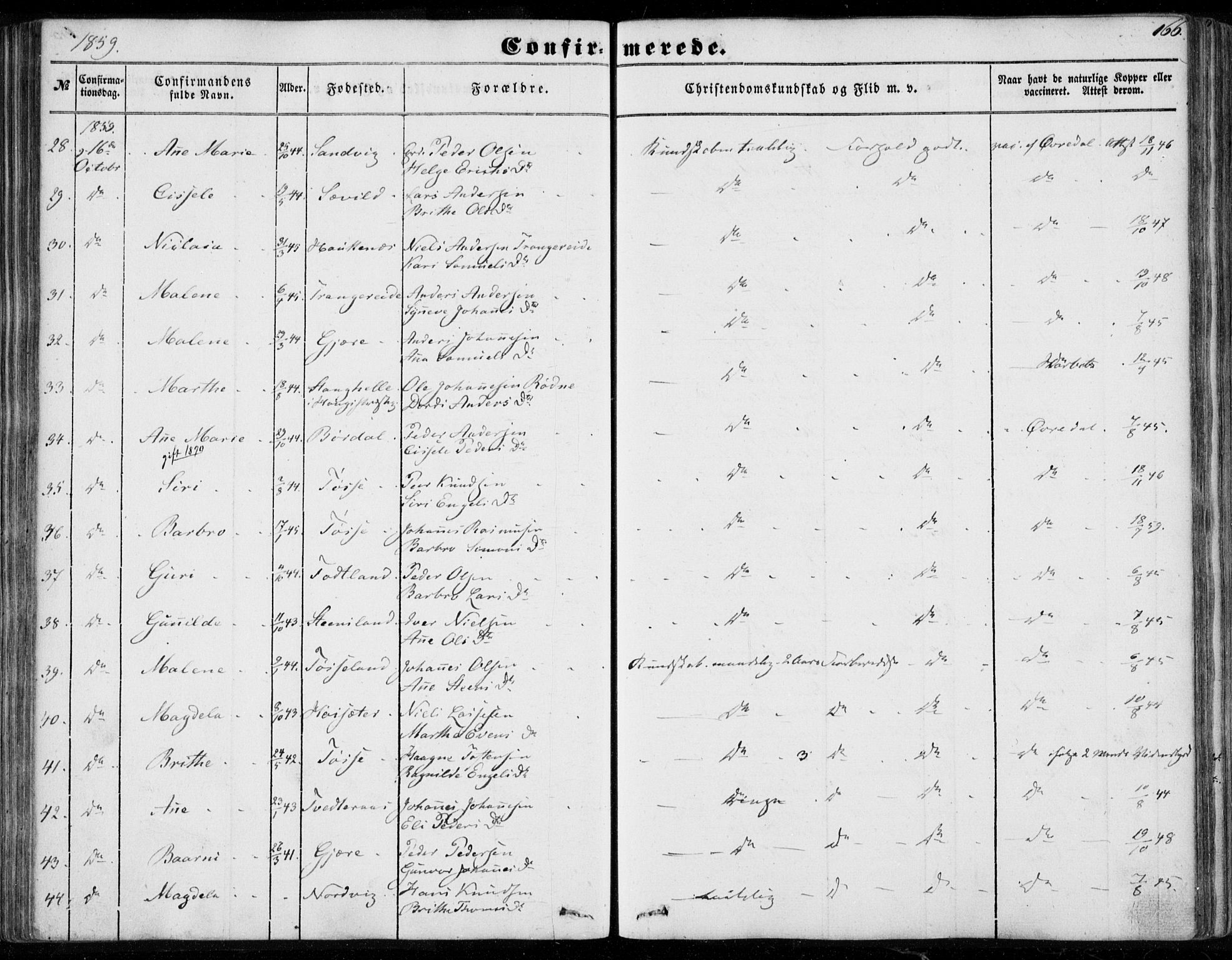 Os sokneprestembete, AV/SAB-A-99929: Parish register (official) no. A 16, 1851-1859, p. 166