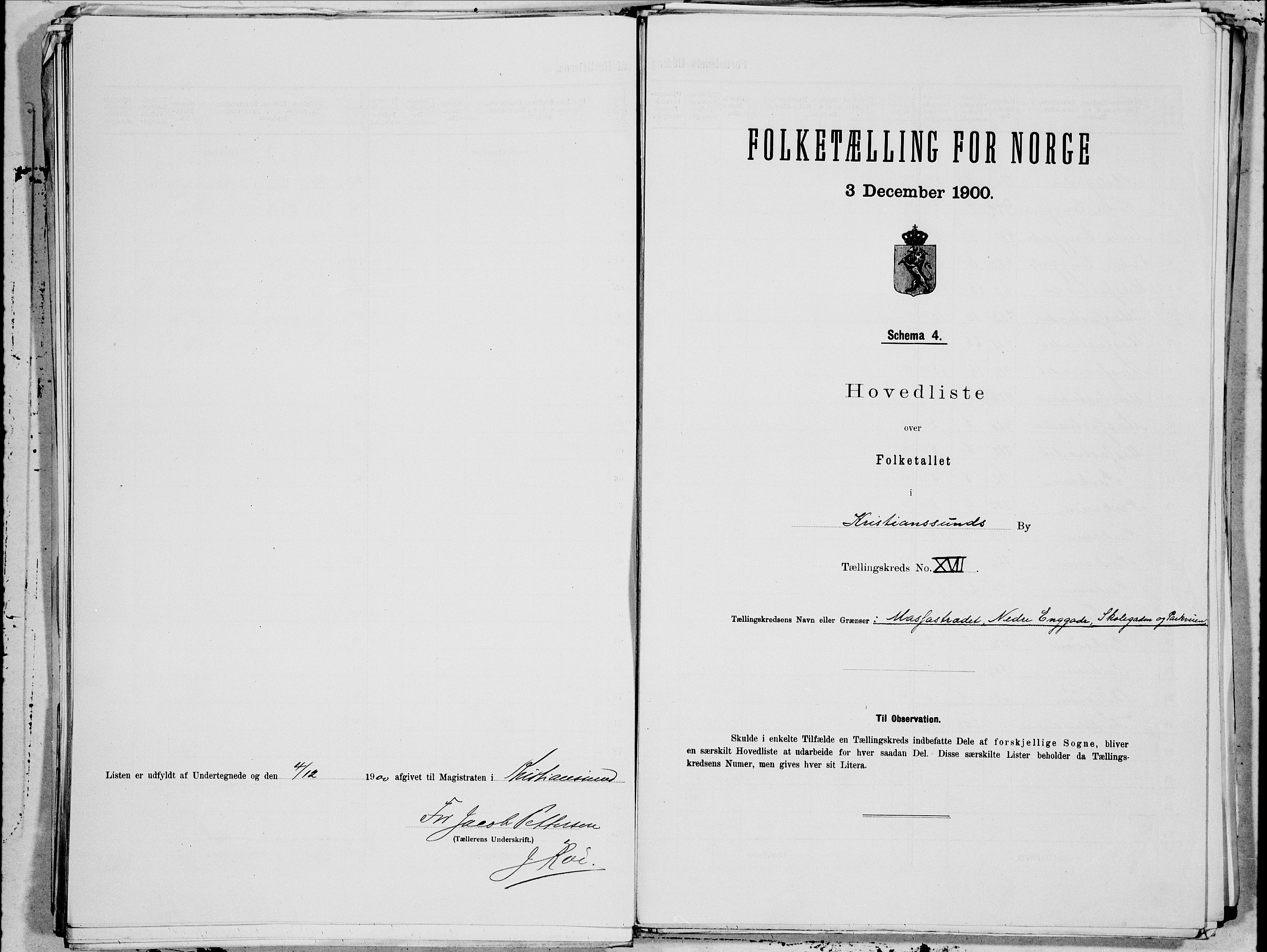 SAT, 1900 census for Kristiansund, 1900, p. 34