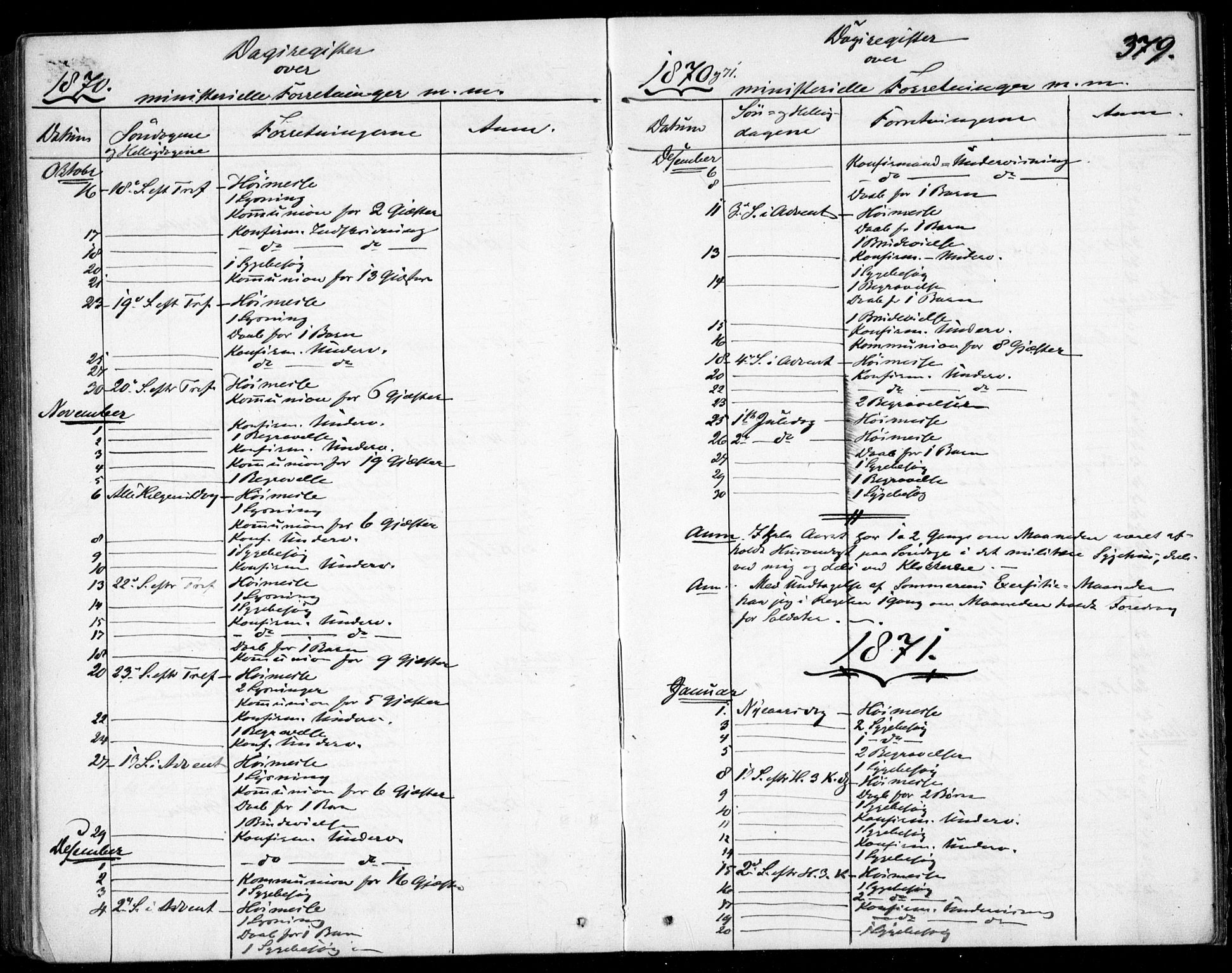 Garnisonsmenigheten Kirkebøker, SAO/A-10846/F/Fa/L0011: Parish register (official) no. 11, 1870-1880, p. 379
