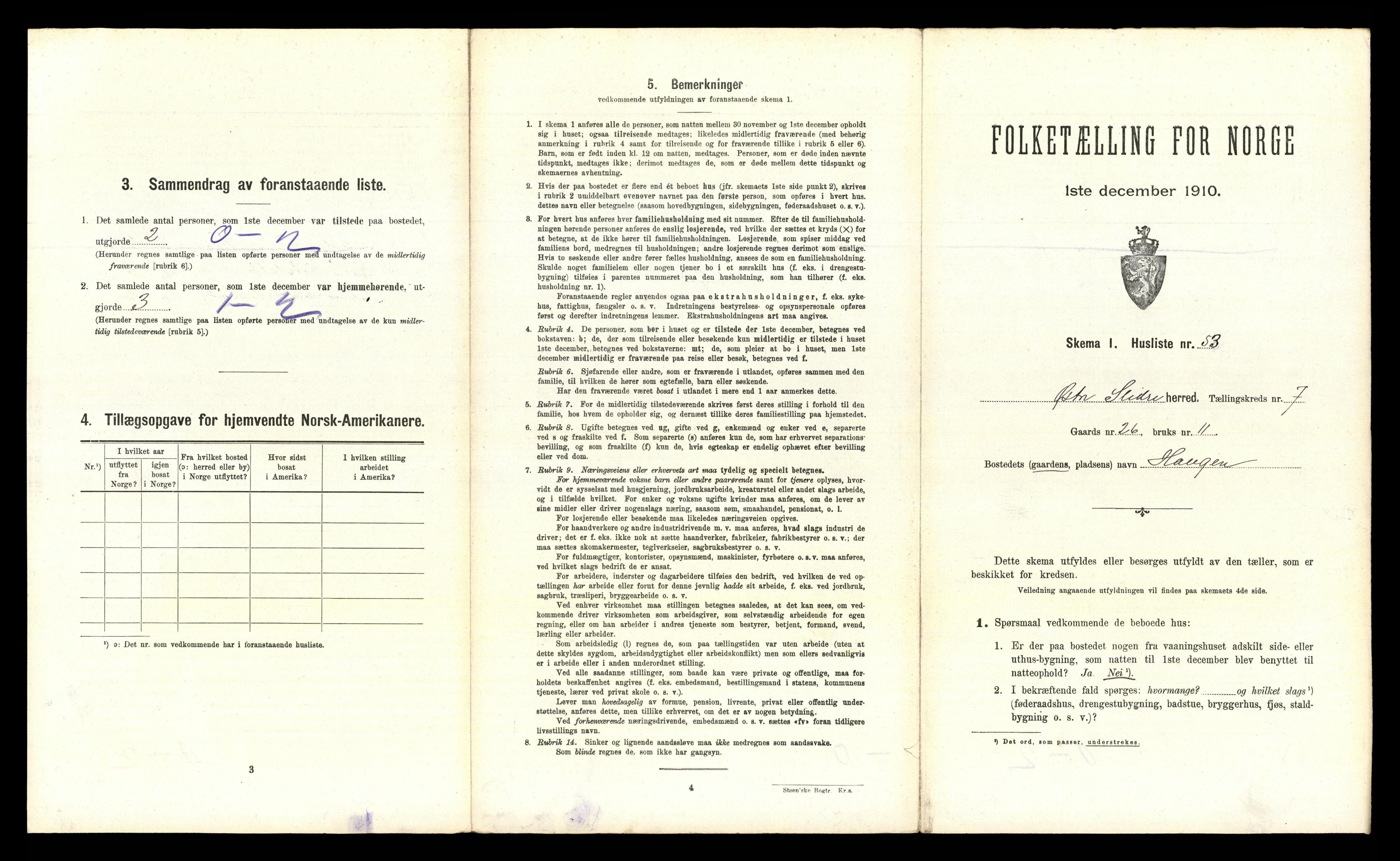 RA, 1910 census for Øystre Slidre, 1910, p. 694