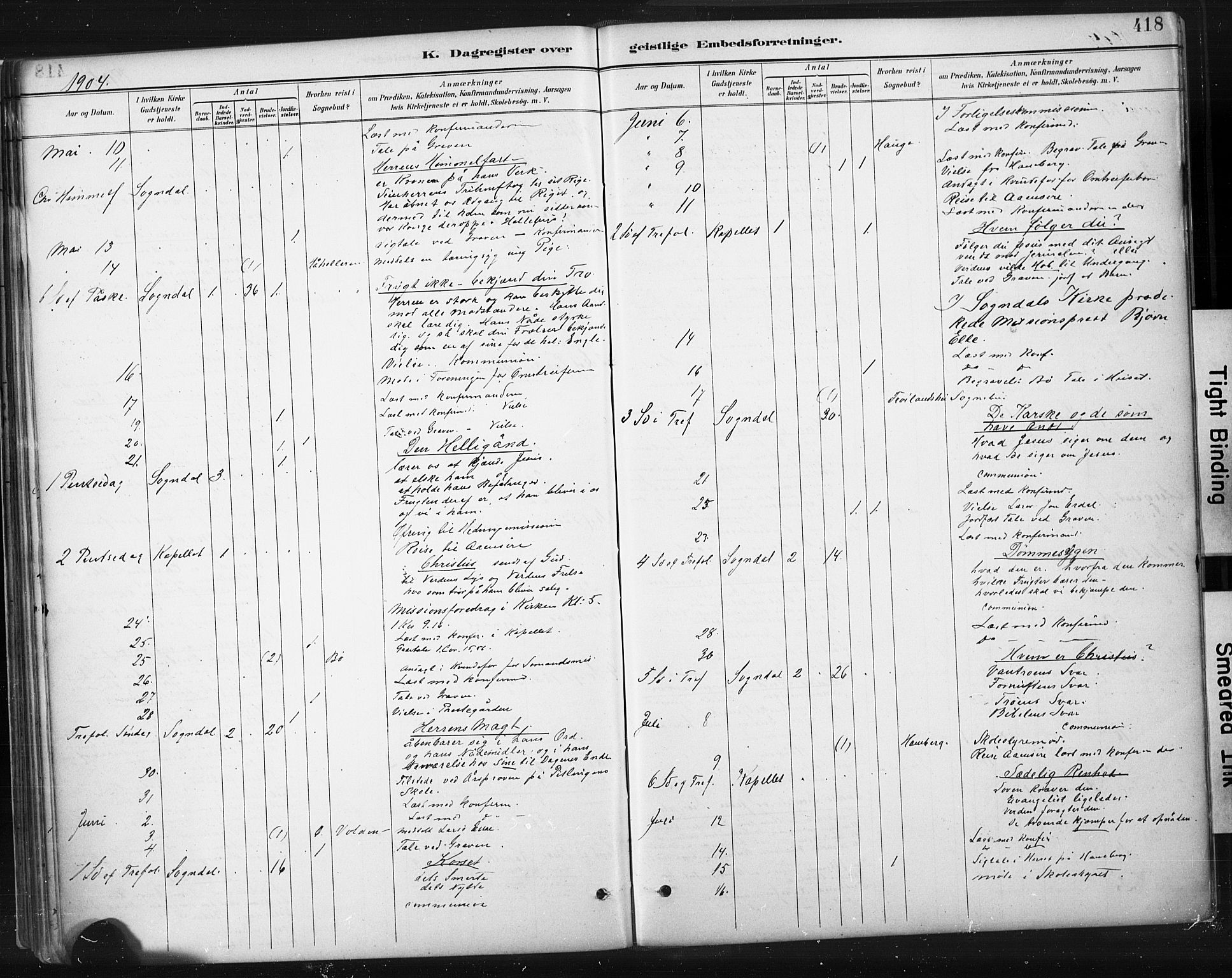 Sokndal sokneprestkontor, AV/SAST-A-101808: Parish register (official) no. A 11.2, 1887-1905, p. 418