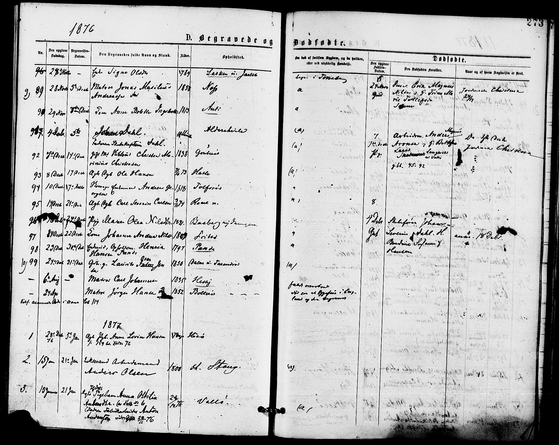 Sem kirkebøker, AV/SAKO-A-5/F/Fa/L0009: Parish register (official) no. I 9, 1874-1877, p. 273