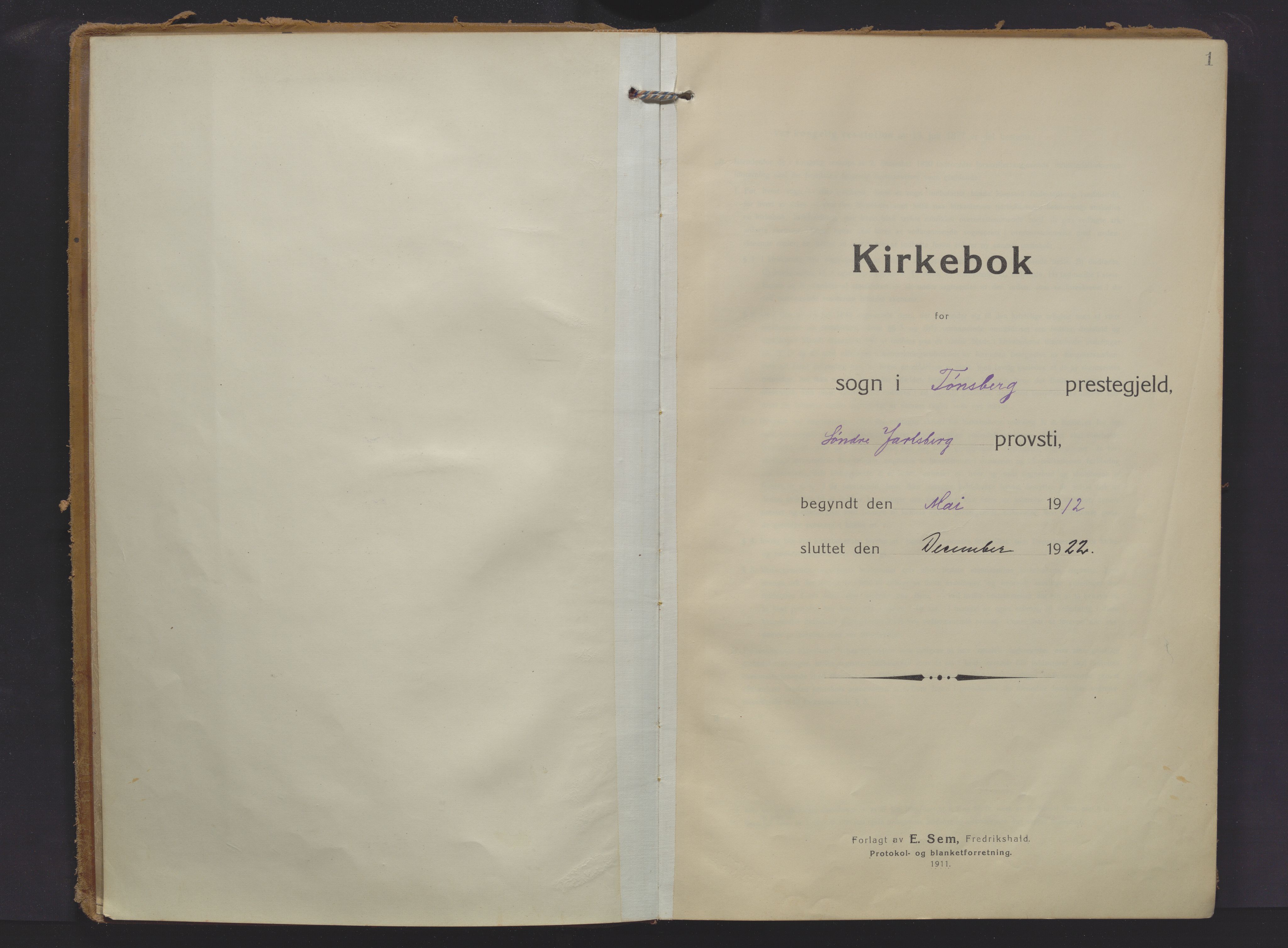 Tønsberg kirkebøker, AV/SAKO-A-330/F/Fa/L0016: Parish register (official) no. I 16, 1912-1922