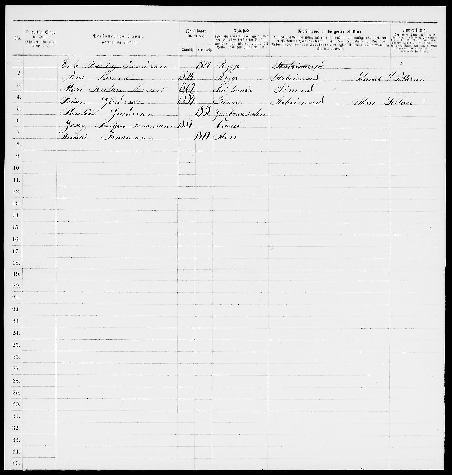 RA, 1885 census for 0104 Moss, 1885, p. 355