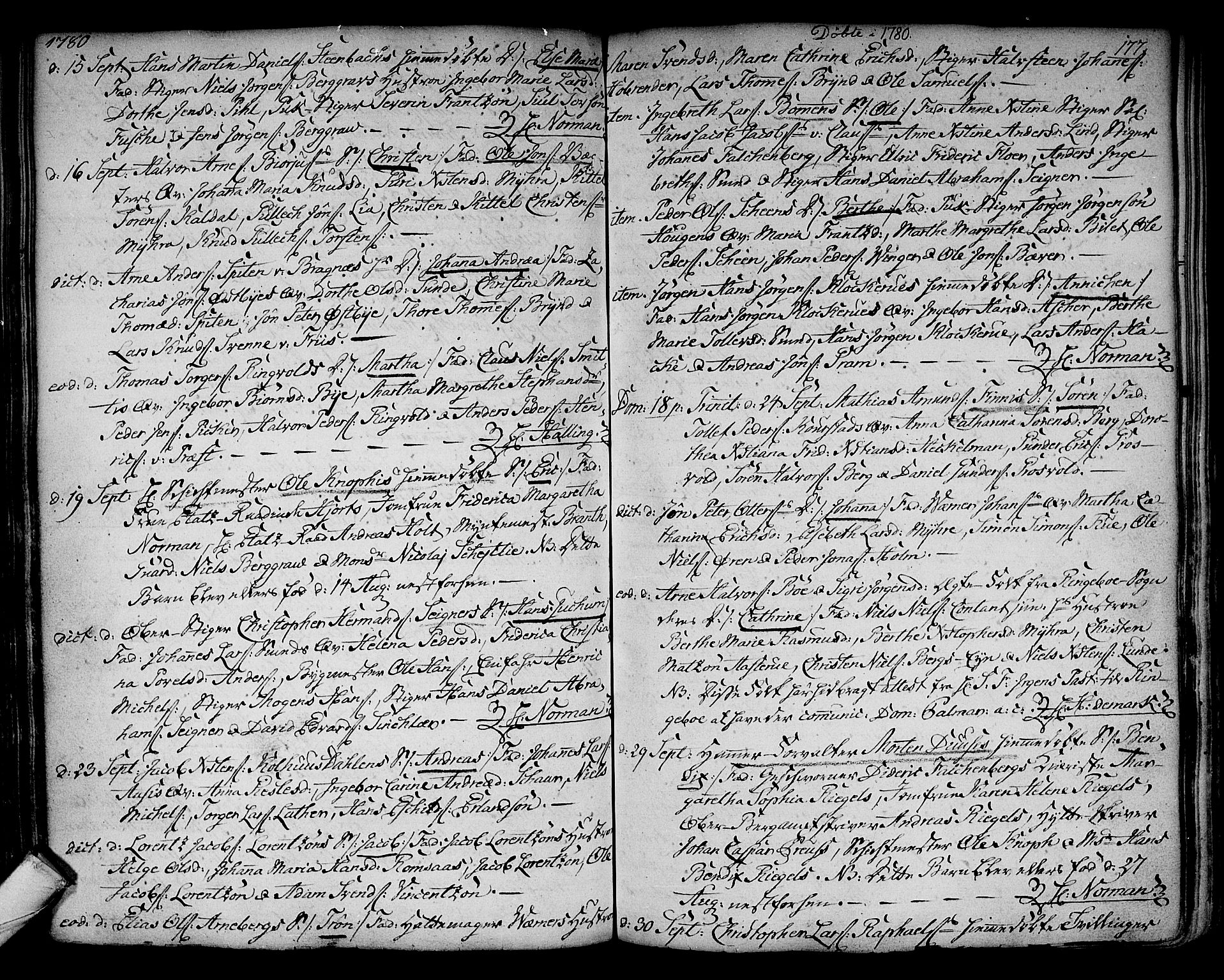 Kongsberg kirkebøker, SAKO/A-22/F/Fa/L0005: Parish register (official) no. I 5, 1769-1782, p. 177