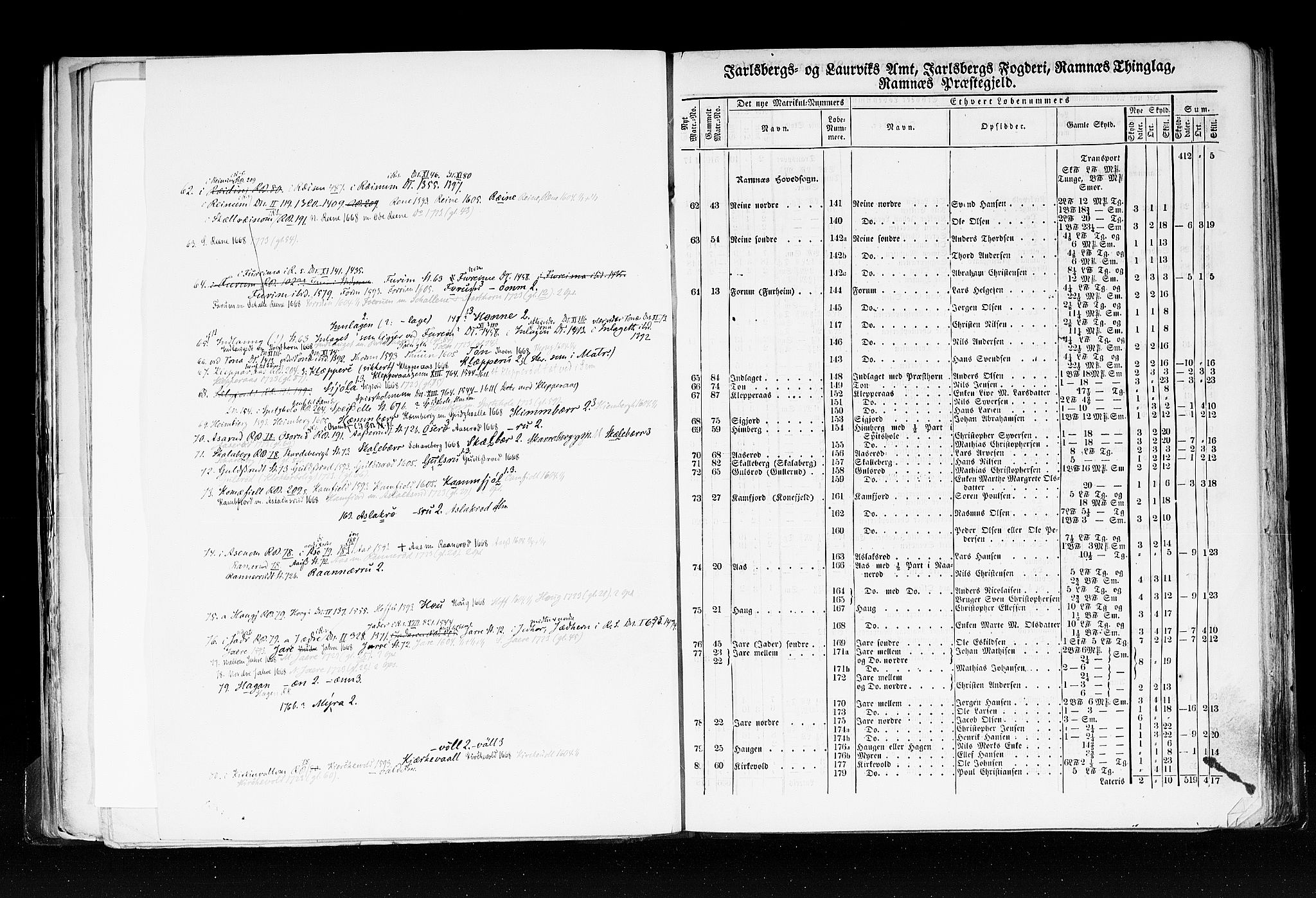 Rygh, RA/PA-0034/F/Fb/L0006: Matrikkelen for 1838 - Jarlsberg og Larviks amt (Vestfold fylke), 1838