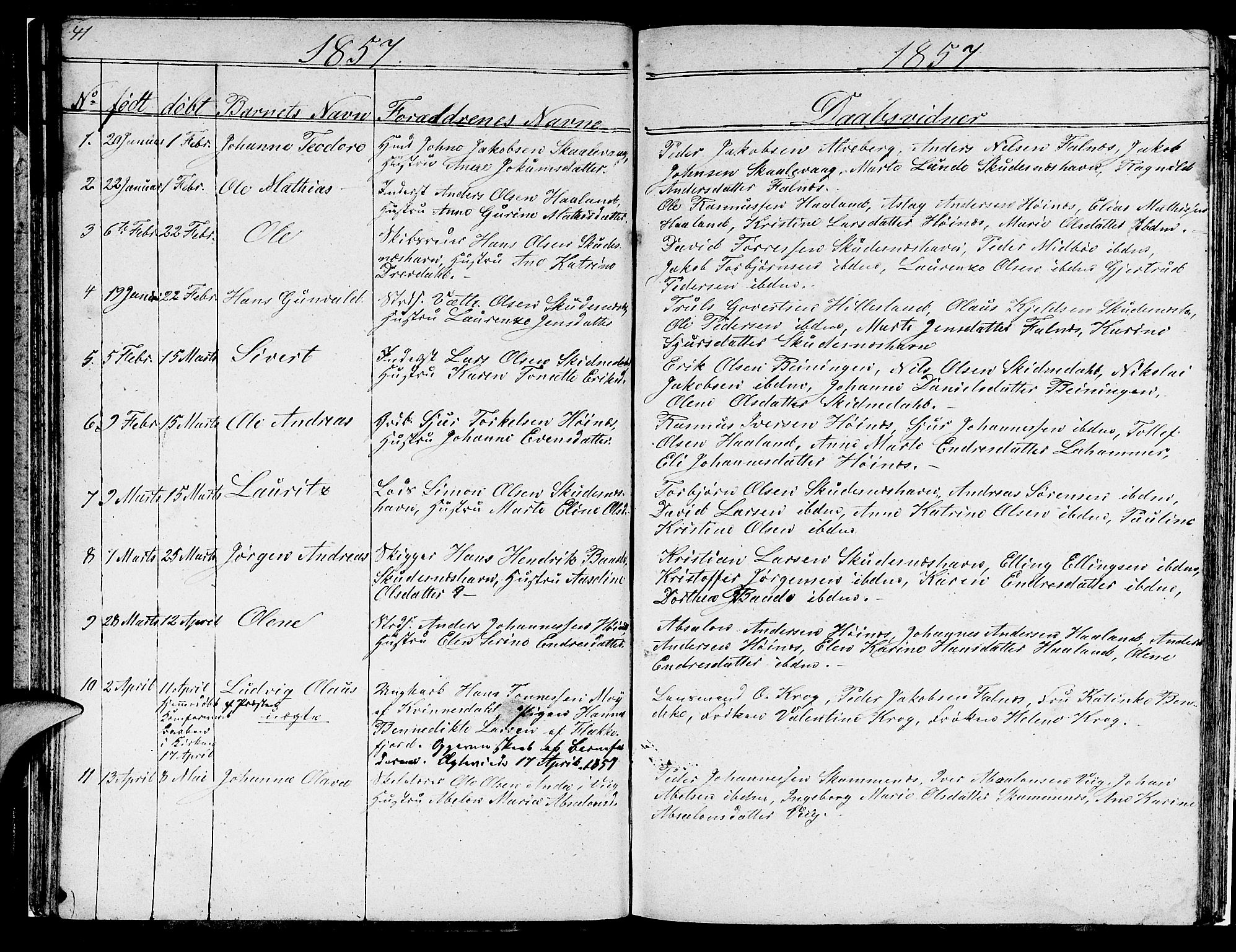 Skudenes sokneprestkontor, SAST/A -101849/H/Ha/Hab/L0001: Parish register (copy) no. B 1, 1848-1864, p. 41