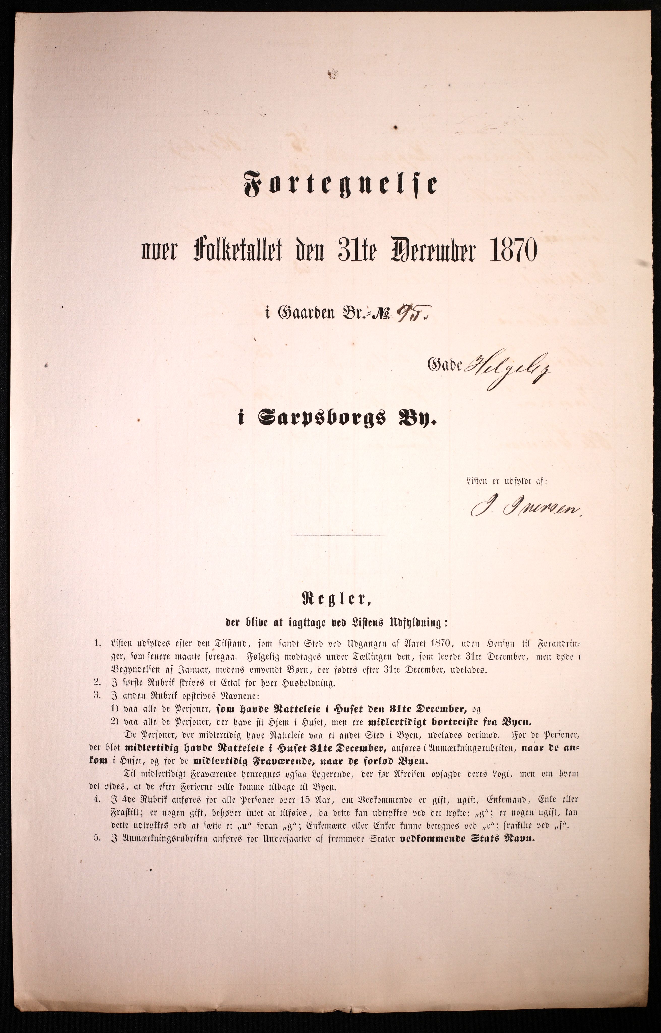 RA, 1870 census for 0102 Sarpsborg, 1870, p. 427