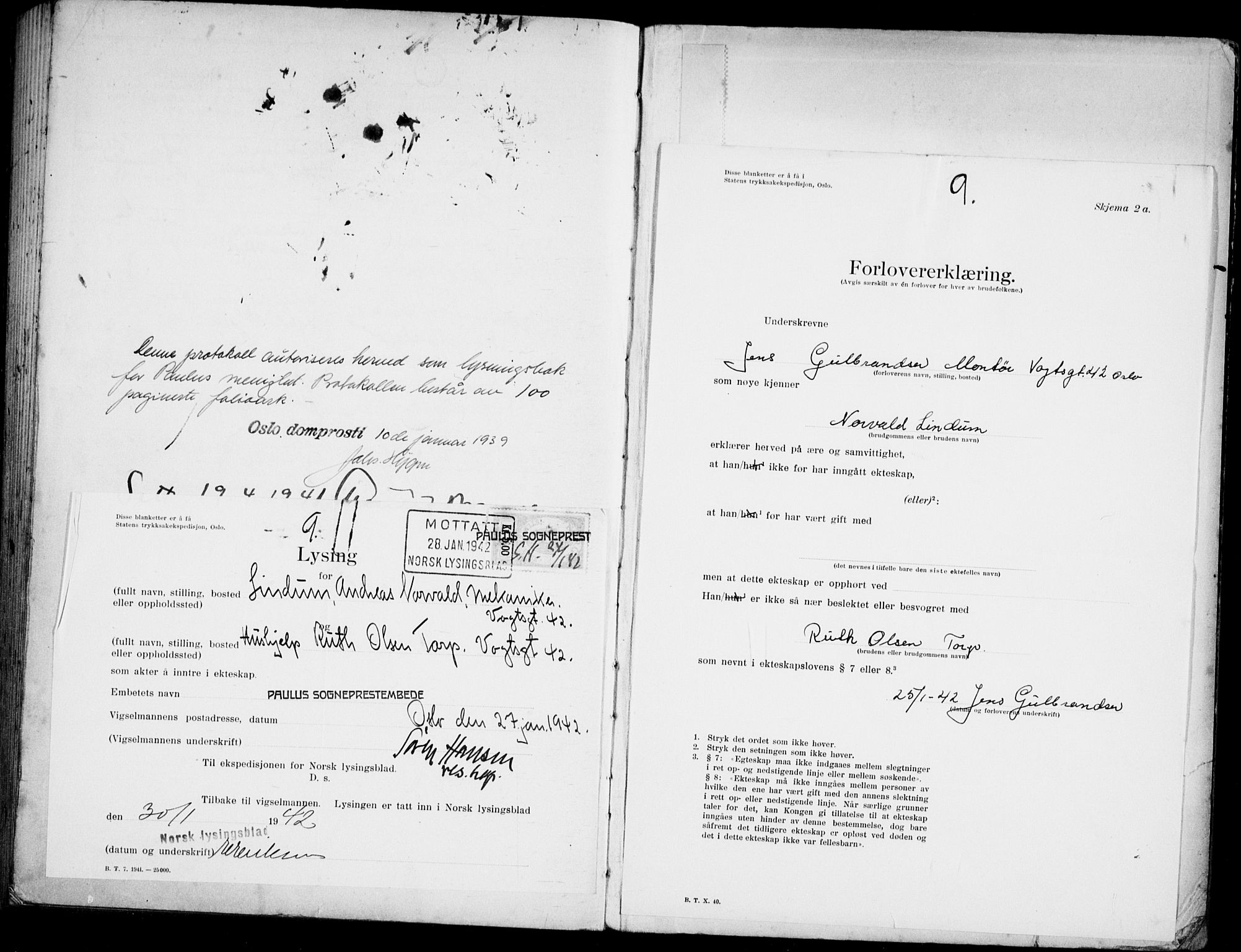 Paulus prestekontor Kirkebøker, AV/SAO-A-10871/H/Ha/L0006: Banns register no. 6, 1939-1942