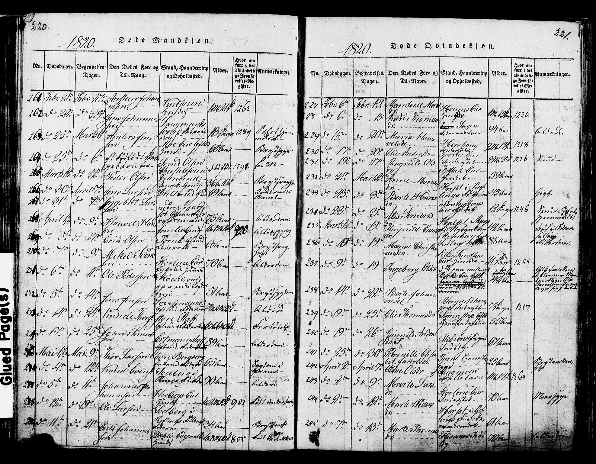 Ringsaker prestekontor, SAH/PREST-014/K/Ka/L0005: Parish register (official) no. 5, 1814-1826, p. 220-221
