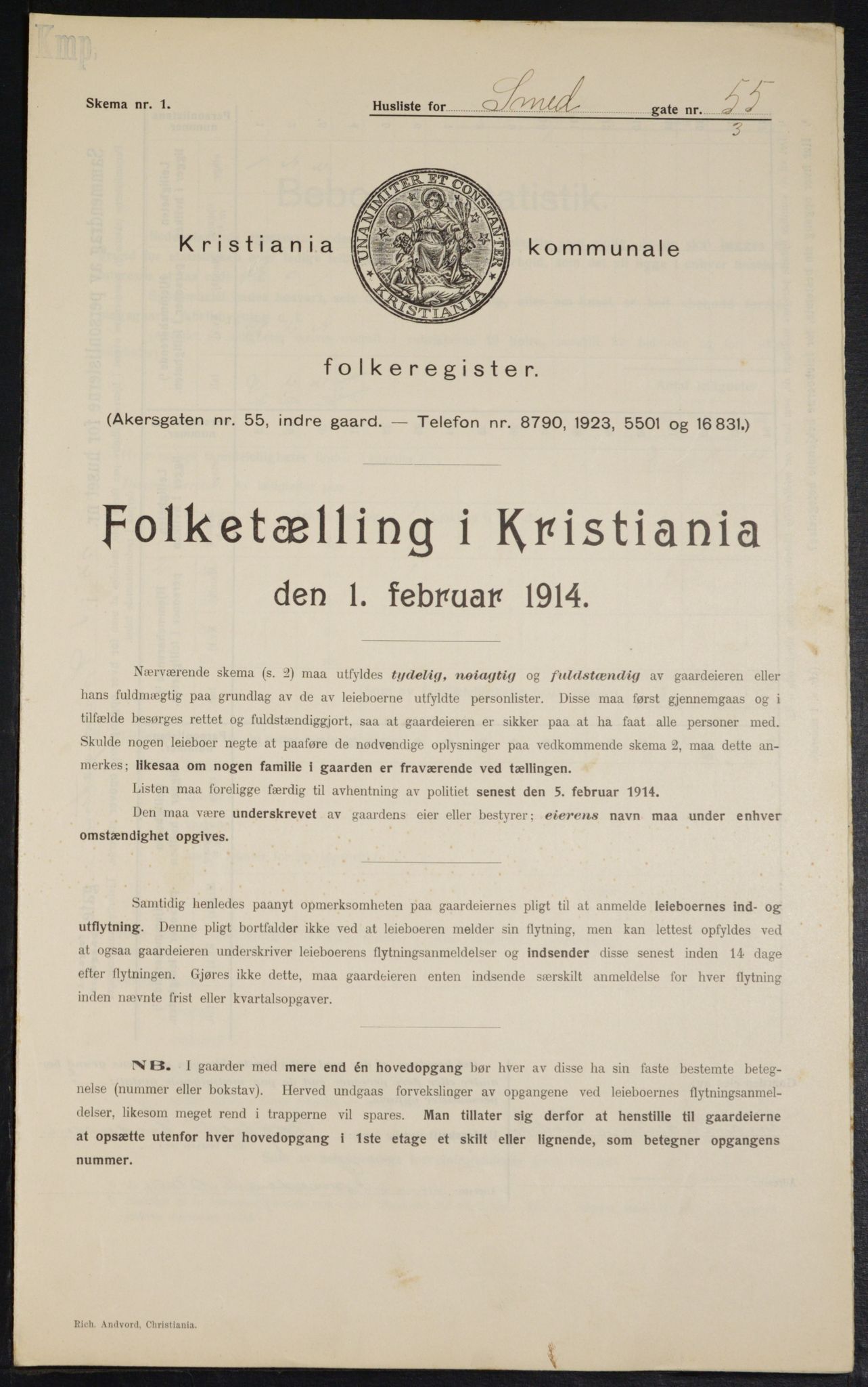 OBA, Municipal Census 1914 for Kristiania, 1914, p. 97548