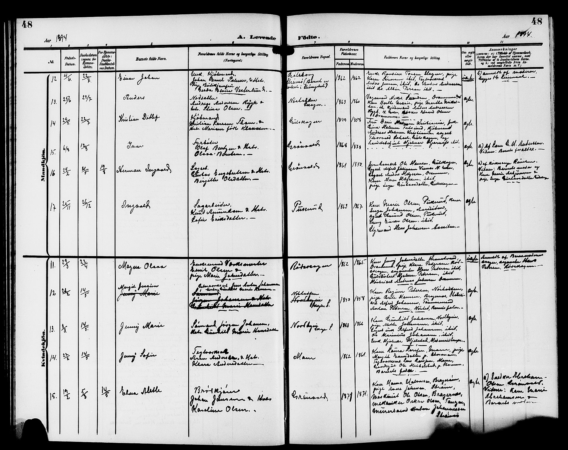 Strømsgodset kirkebøker, AV/SAKO-A-324/G/Ga/L0002: Parish register (copy) no. 2, 1885-1910, p. 48