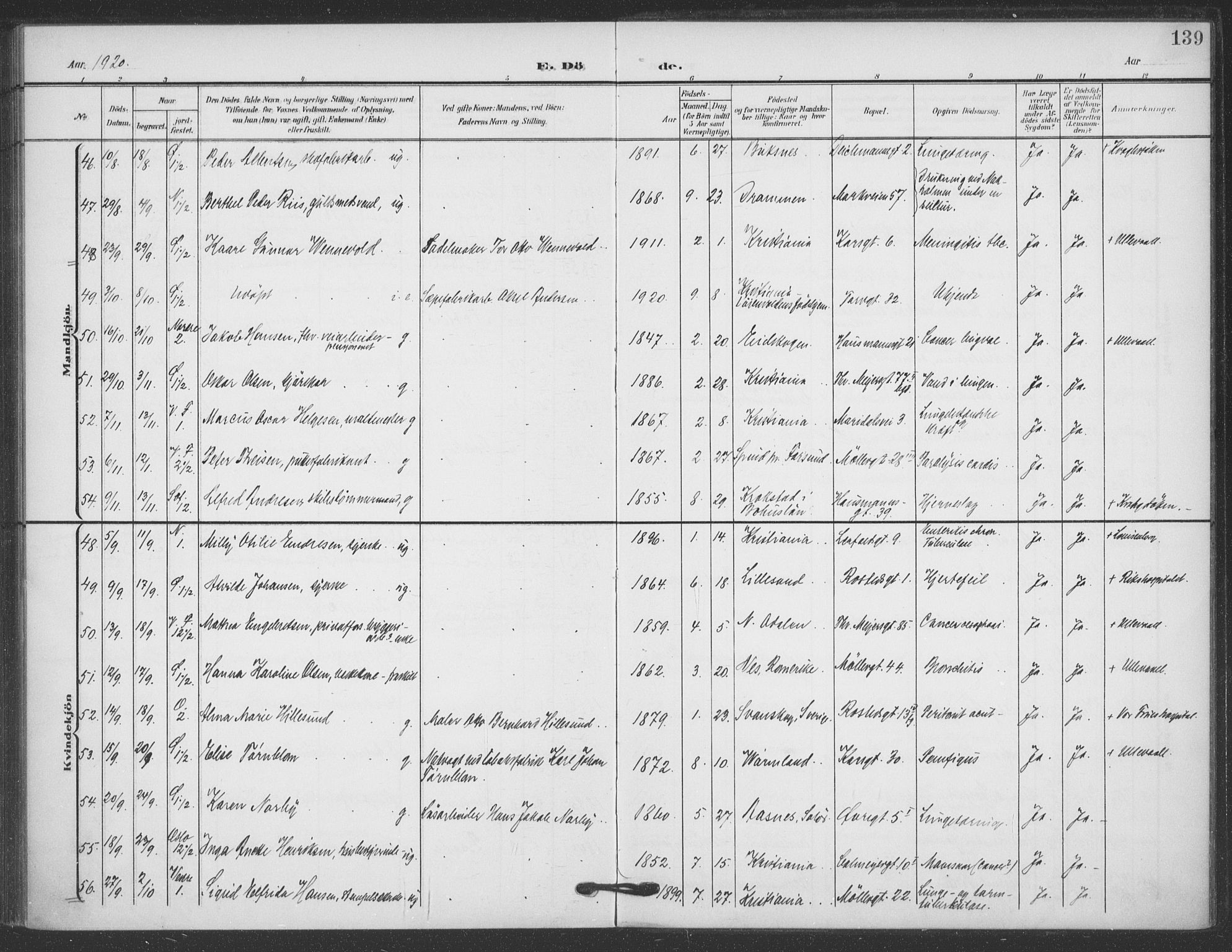 Jakob prestekontor Kirkebøker, AV/SAO-A-10850/F/Fa/L0011: Parish register (official) no. 11, 1906-1920, p. 139