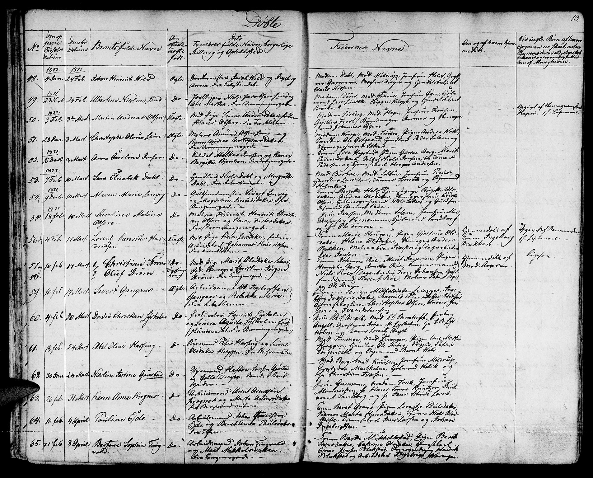 Ministerialprotokoller, klokkerbøker og fødselsregistre - Sør-Trøndelag, SAT/A-1456/601/L0045: Parish register (official) no. 601A13, 1821-1831, p. 13