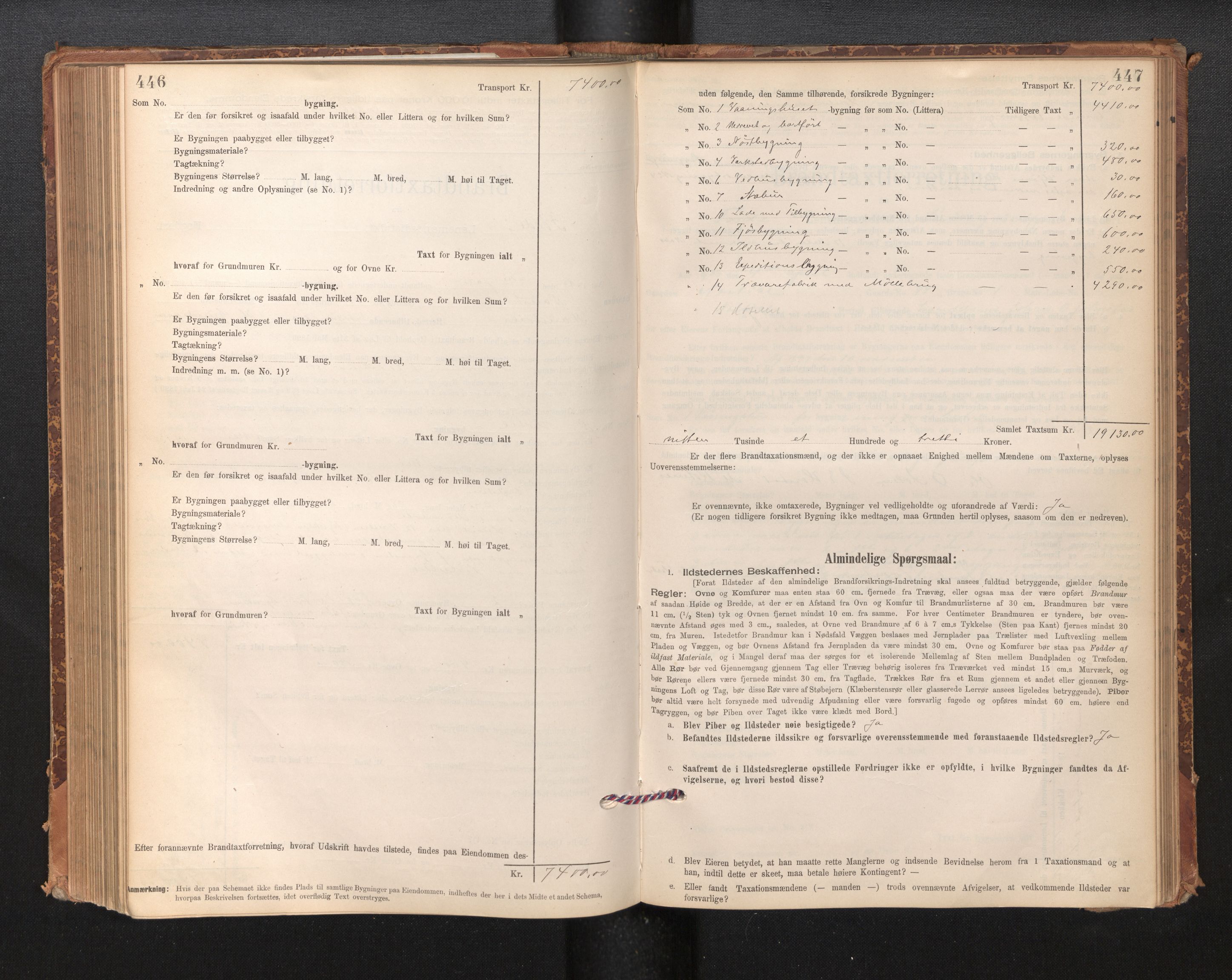 Lensmannen i Førde, SAB/A-27401/0012/L0008: Branntakstprotokoll, skjematakst, 1895-1922, p. 446-447
