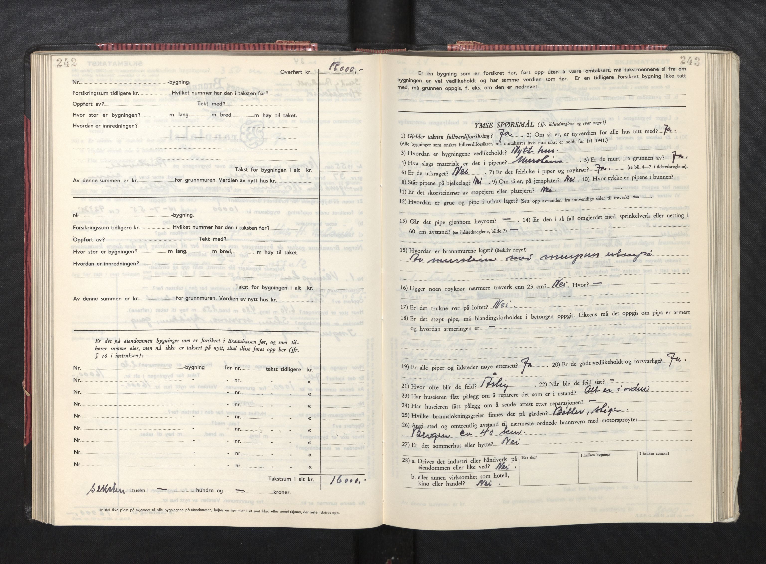 Lensmannen i Sund og Austevoll, AV/SAB-A-35201/0012/L0005: Branntakstprotokoll, skjematakst, 1949-1955, p. 242-243