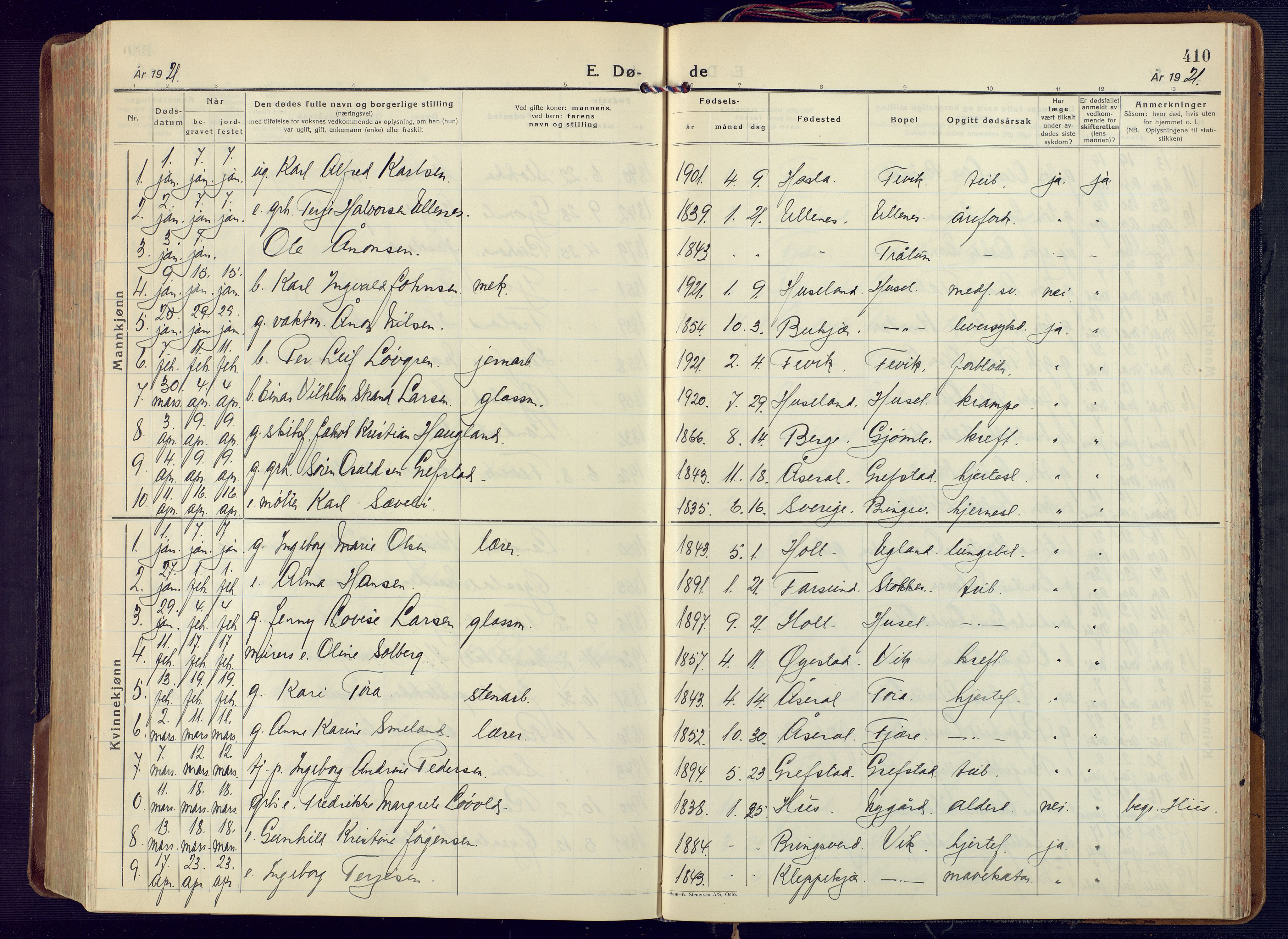 Fjære sokneprestkontor, SAK/1111-0011/F/Fa/L0004: Parish register (official) no. A 4, 1902-1925, p. 410