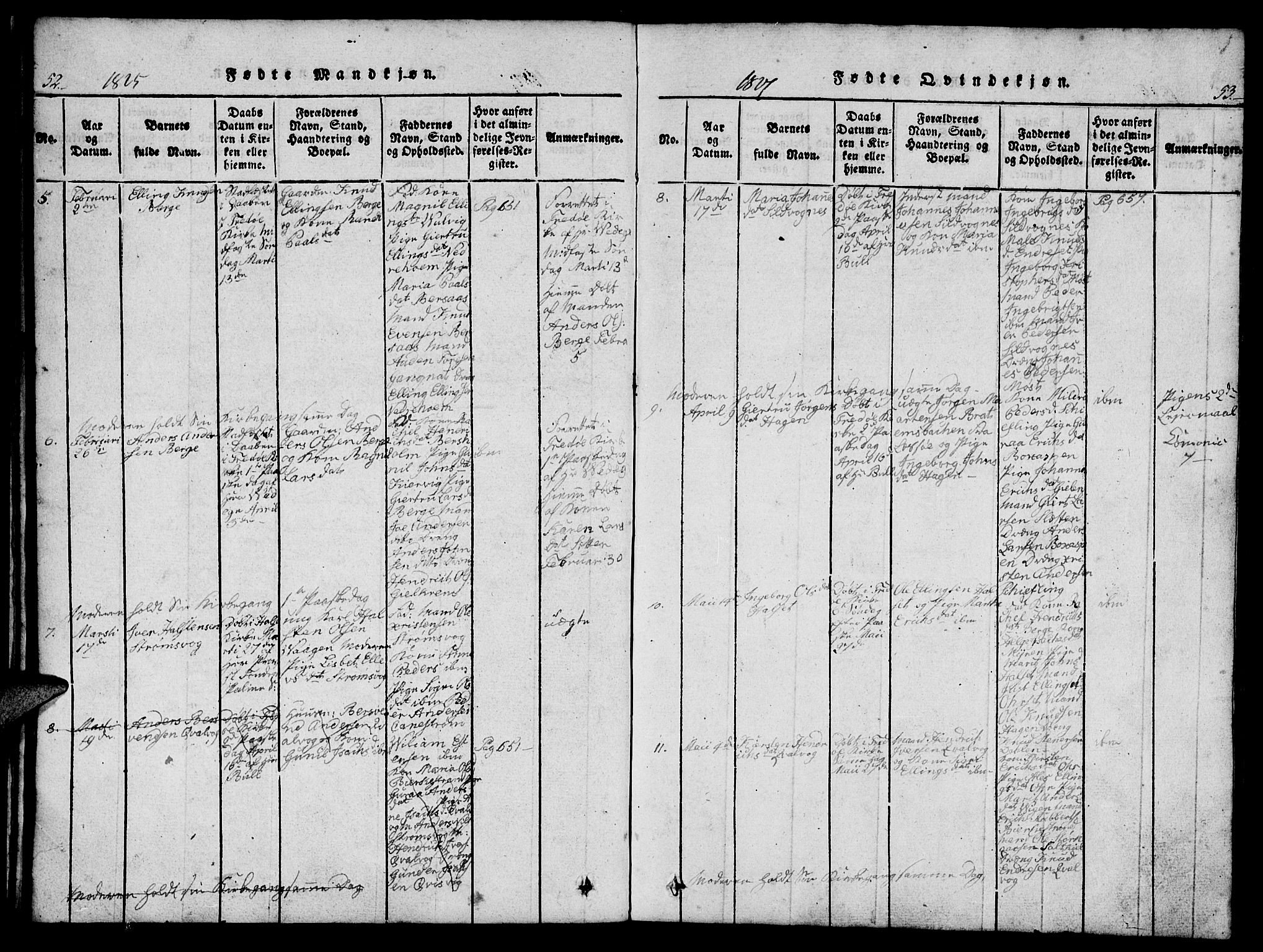 Ministerialprotokoller, klokkerbøker og fødselsregistre - Møre og Romsdal, AV/SAT-A-1454/573/L0873: Parish register (copy) no. 573C01, 1819-1834, p. 52-53