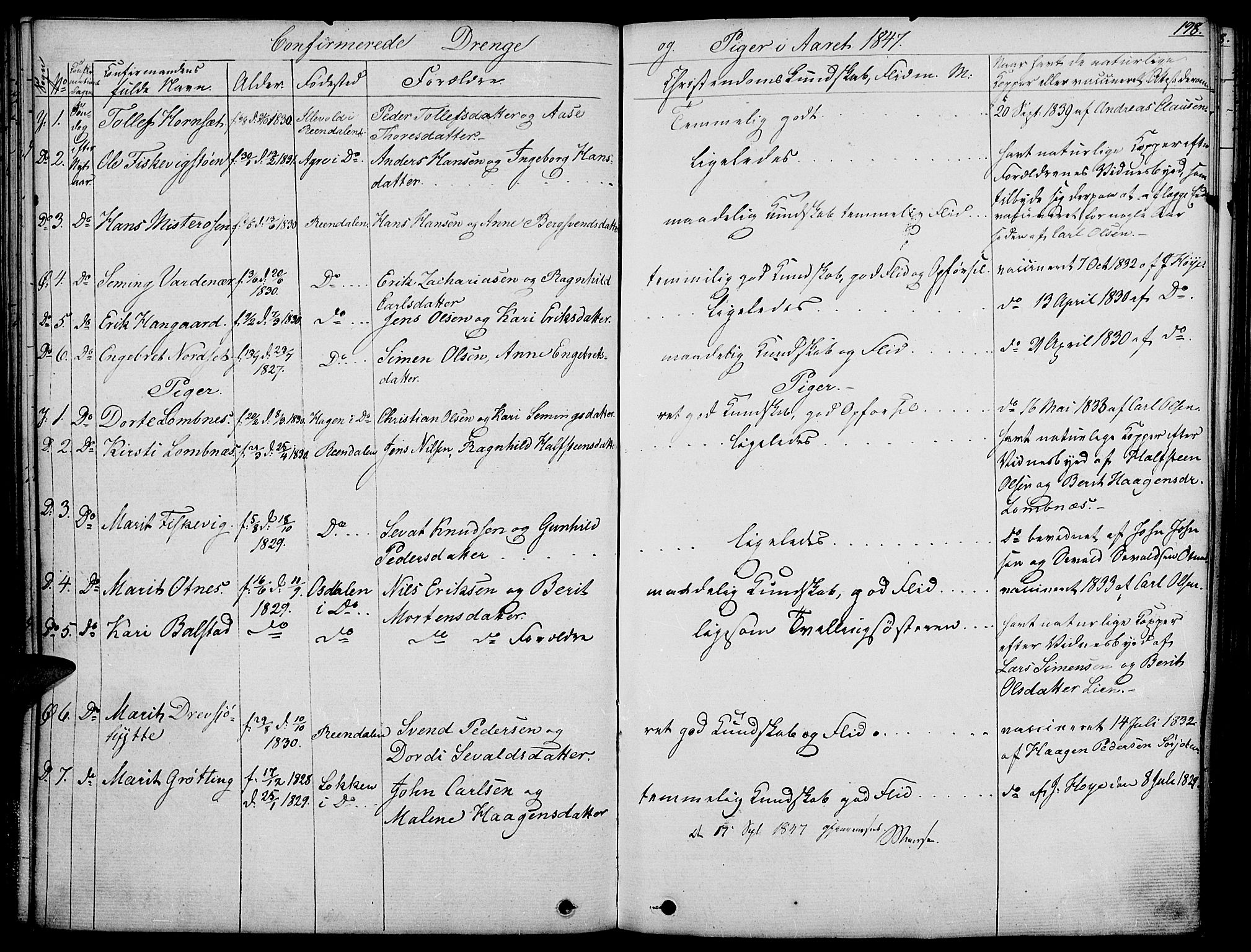 Rendalen prestekontor, AV/SAH-PREST-054/H/Ha/Haa/L0004: Parish register (official) no. 4, 1829-1852, p. 198