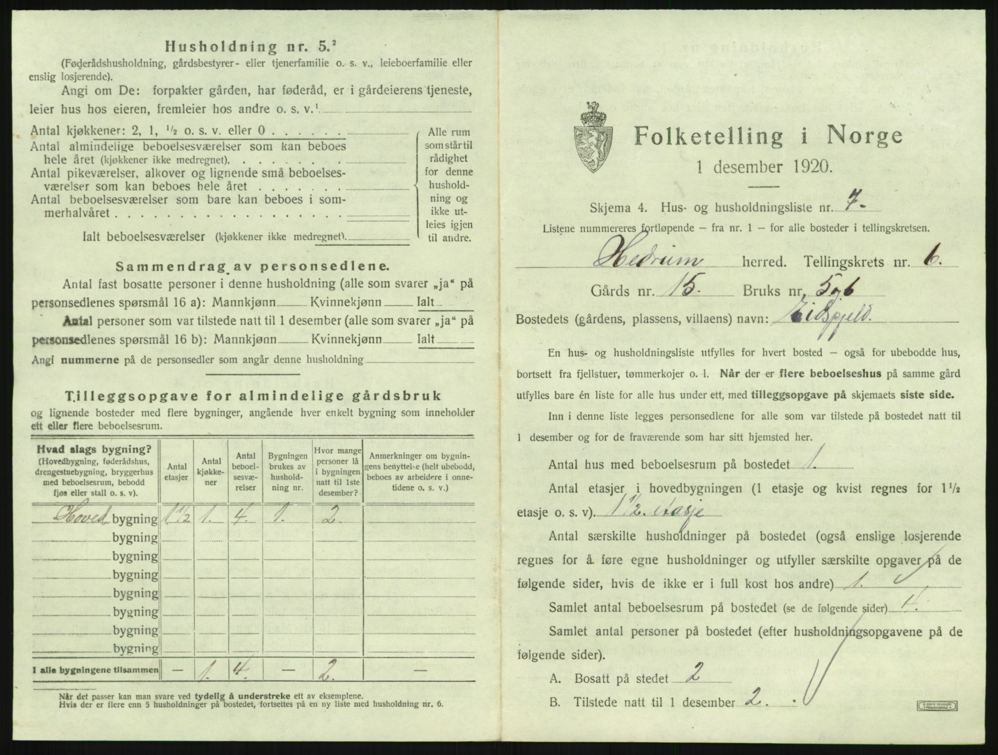 SAKO, 1920 census for Hedrum, 1920, p. 609