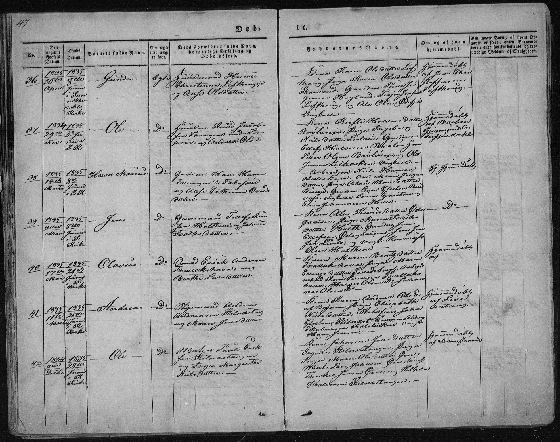 Sannidal kirkebøker, AV/SAKO-A-296/F/Fa/L0006: Parish register (official) no. 6, 1831-1847, p. 47
