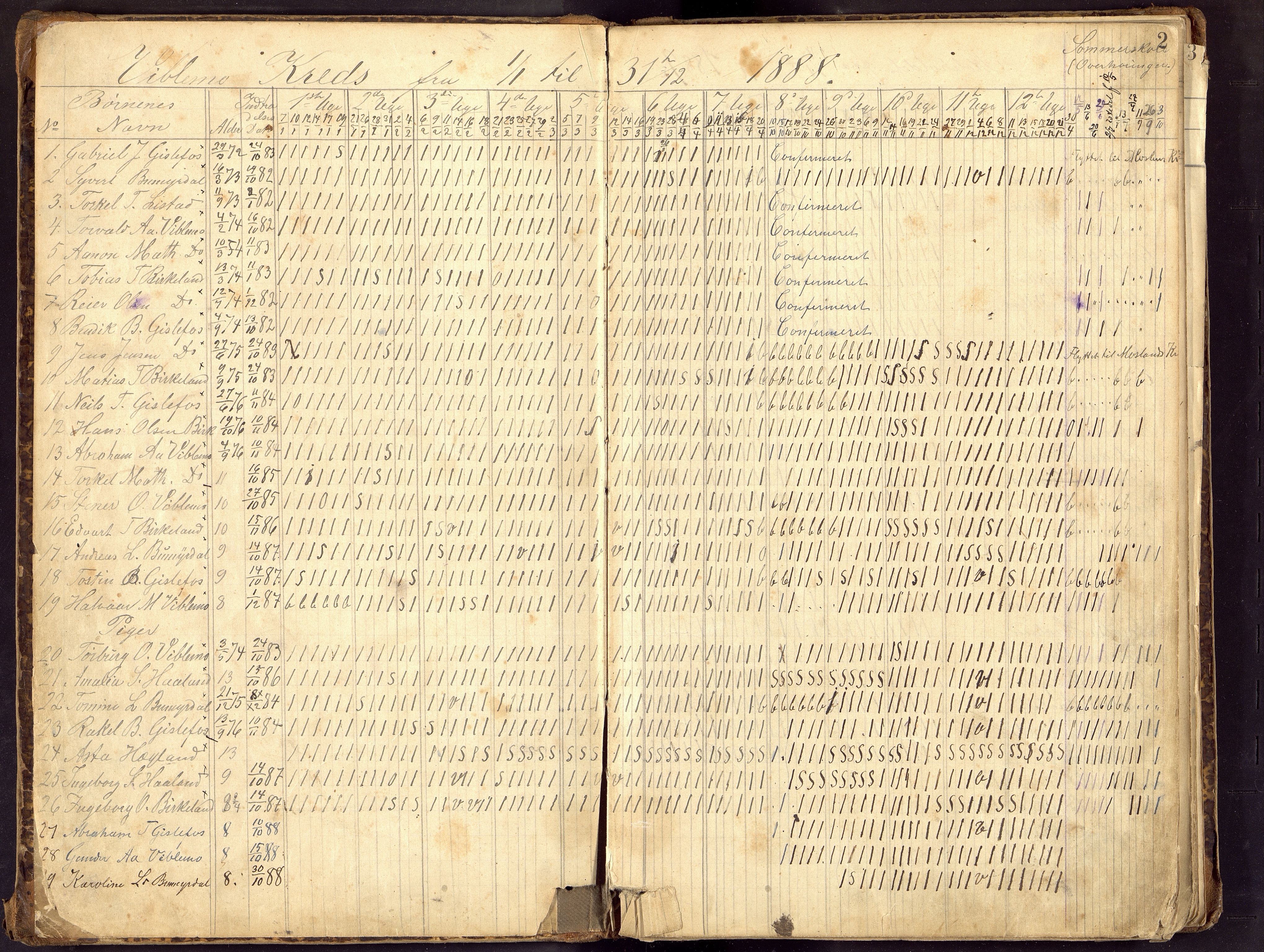 Nord-Audnedal kommune - Viblemo Skole, ARKSOR/1027NA550/I/L0001: Dagbok (d), 1888-1911